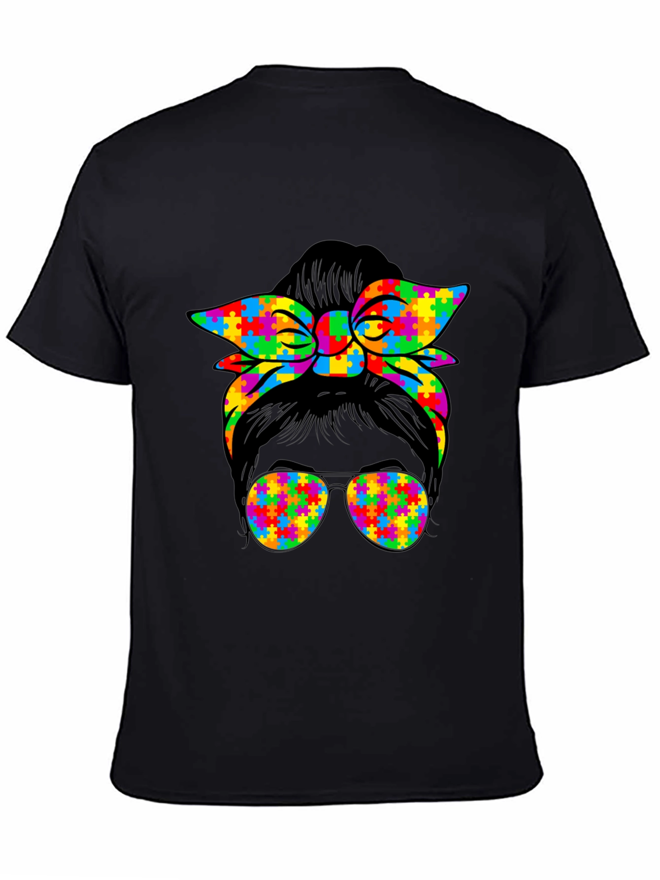 Autism Awareness Messy Bun Puzzle T-Shirt
