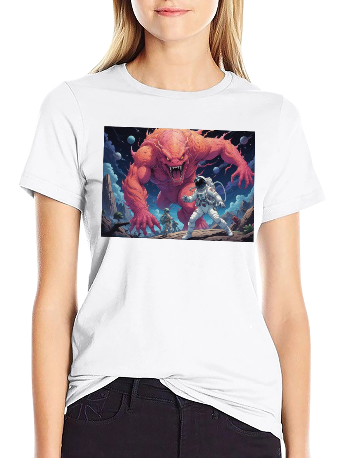 Monster Battle Graphic Tee - Sci-Fi Adventure Shirt