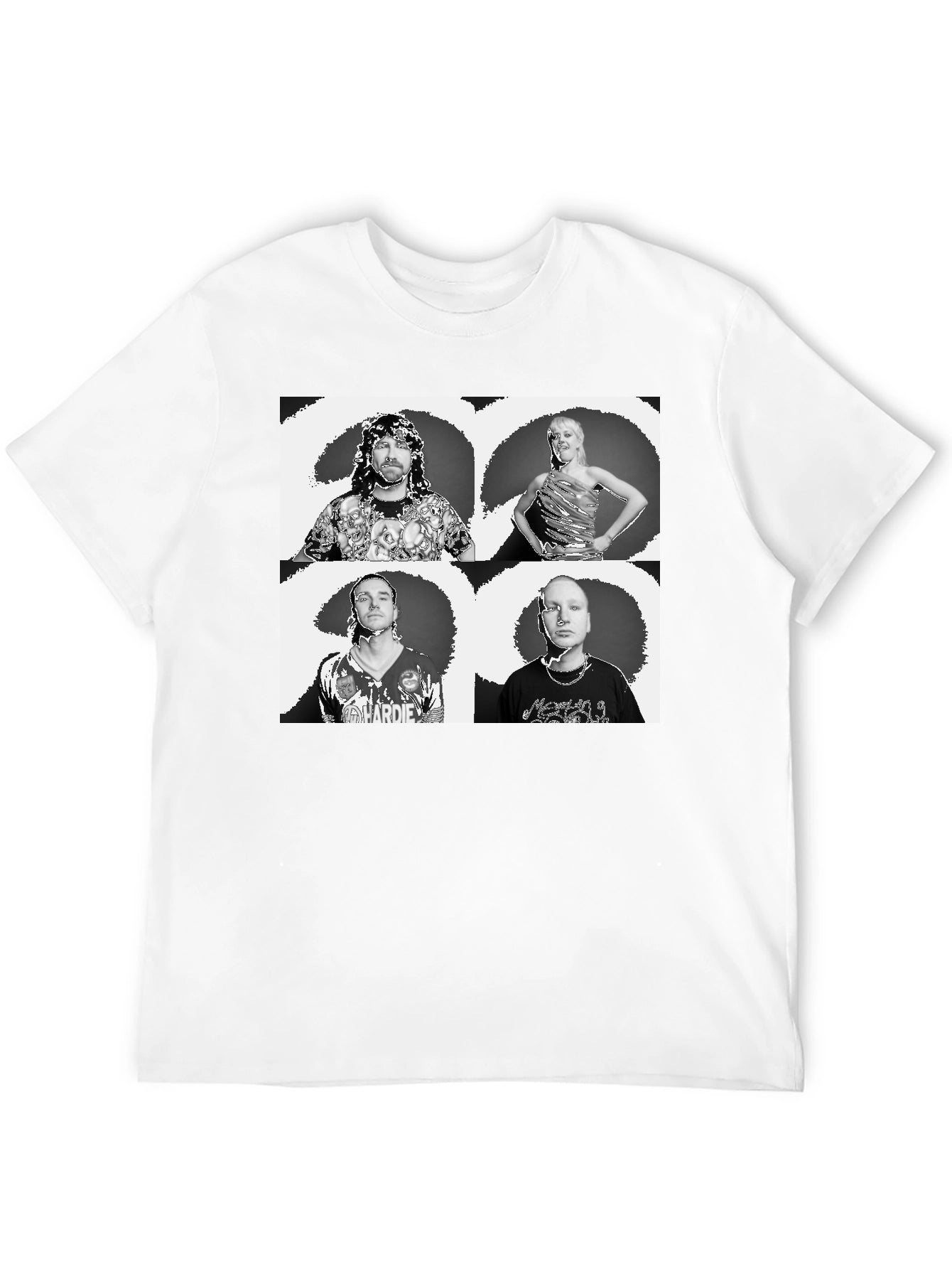Black Graphic Tee with Quadruple Portrait Design