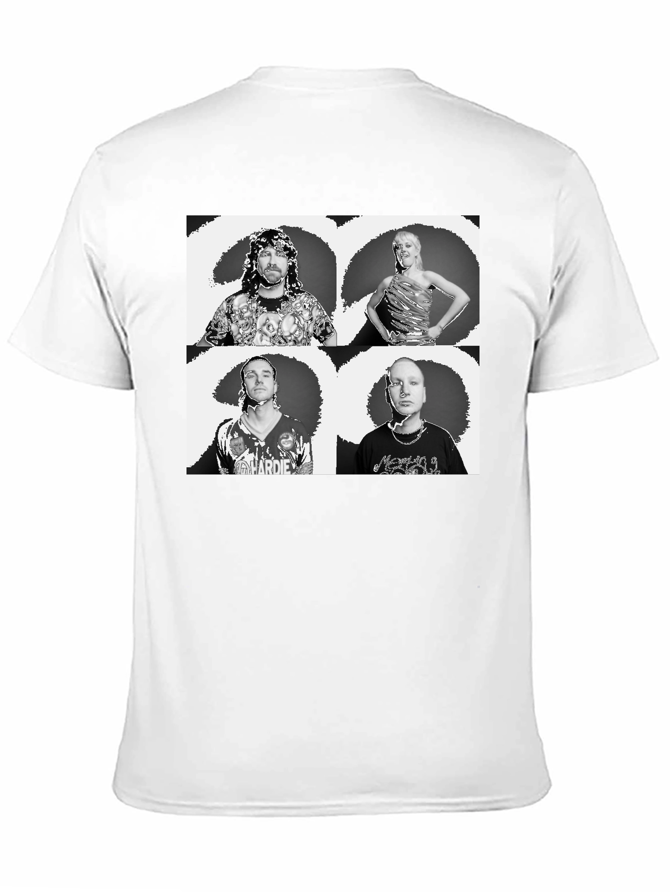 Black Graphic Tee with Quadruple Portrait Design