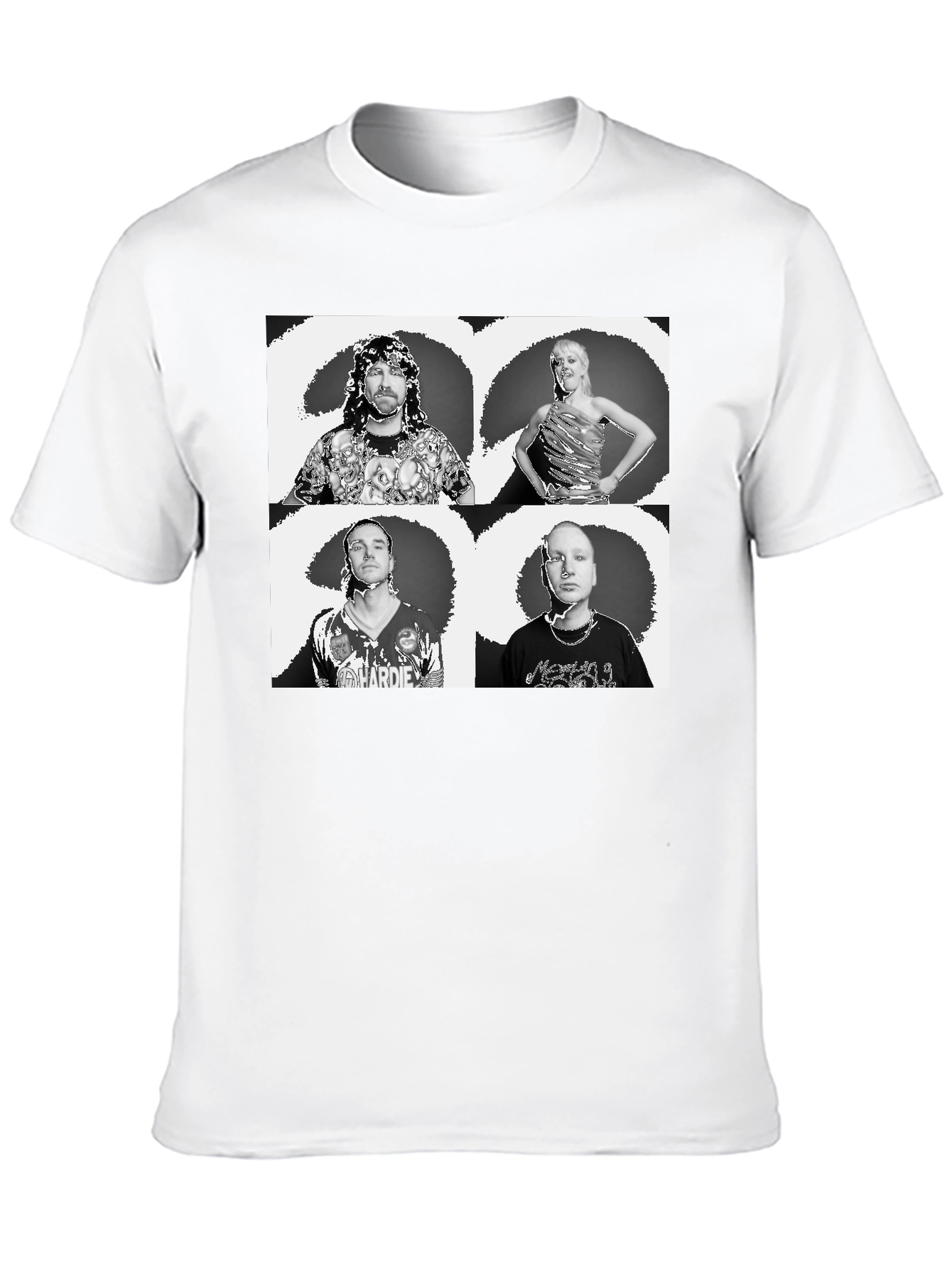 Black Graphic Tee with Quadruple Portrait Design