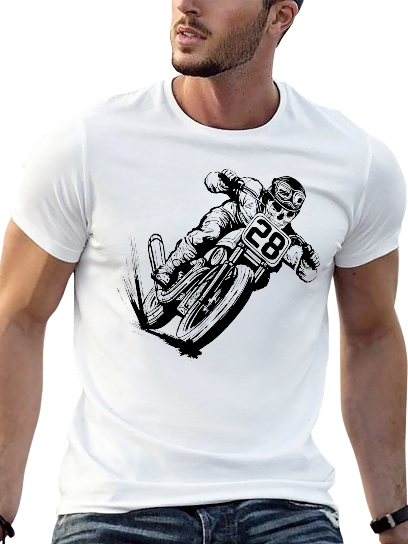 Black Motorcycle Rider Graphic Tee