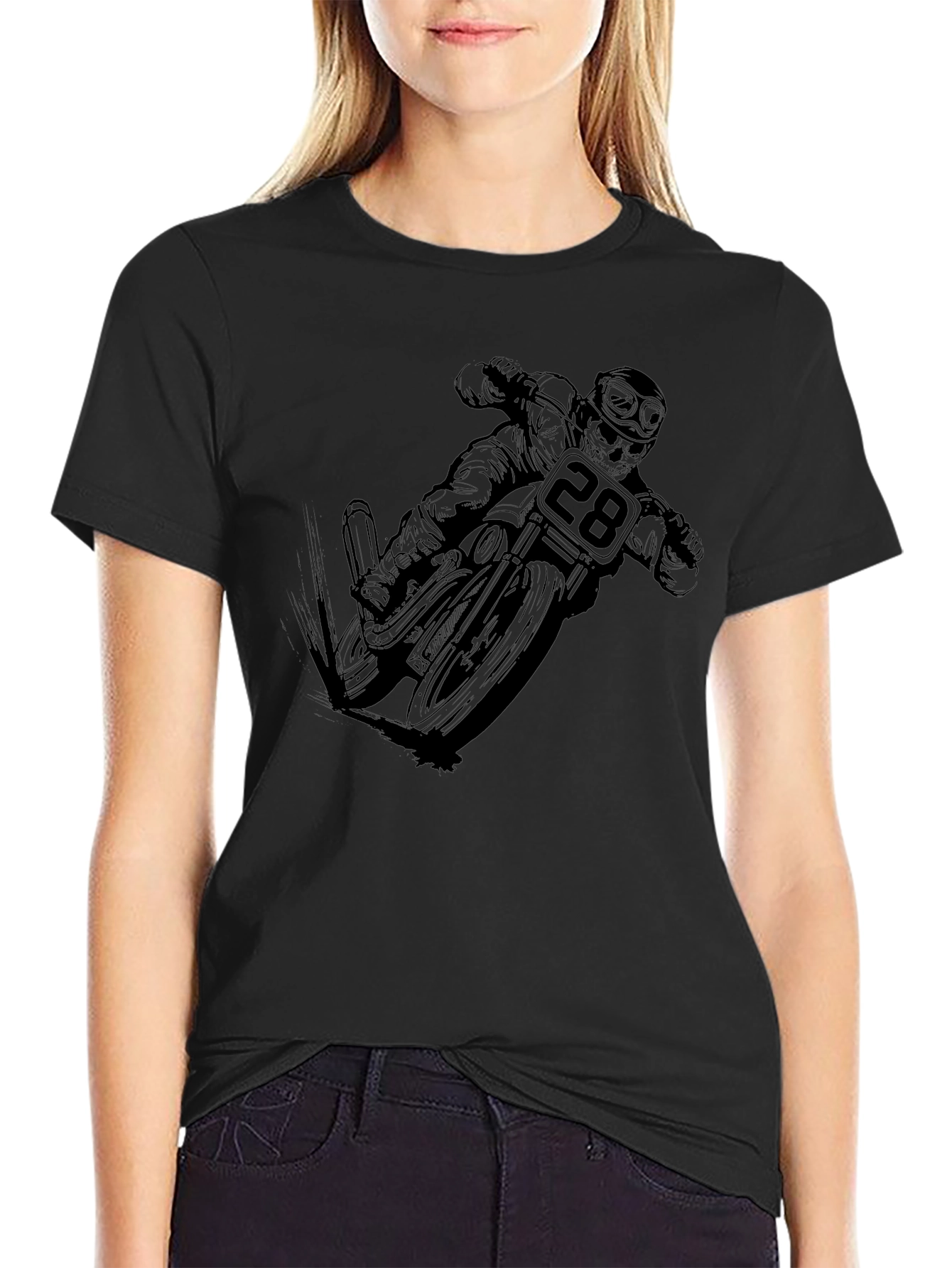 Black Motorcycle Rider Graphic Tee