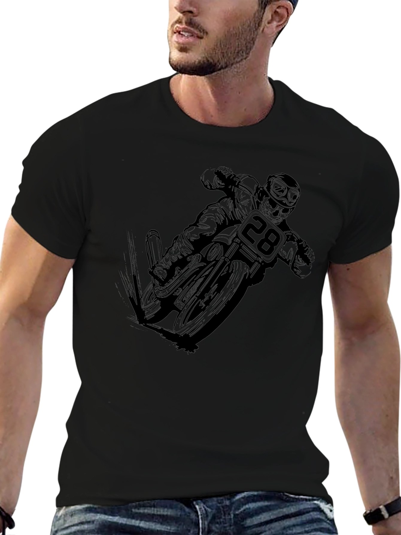 Black Motorcycle Rider Graphic Tee