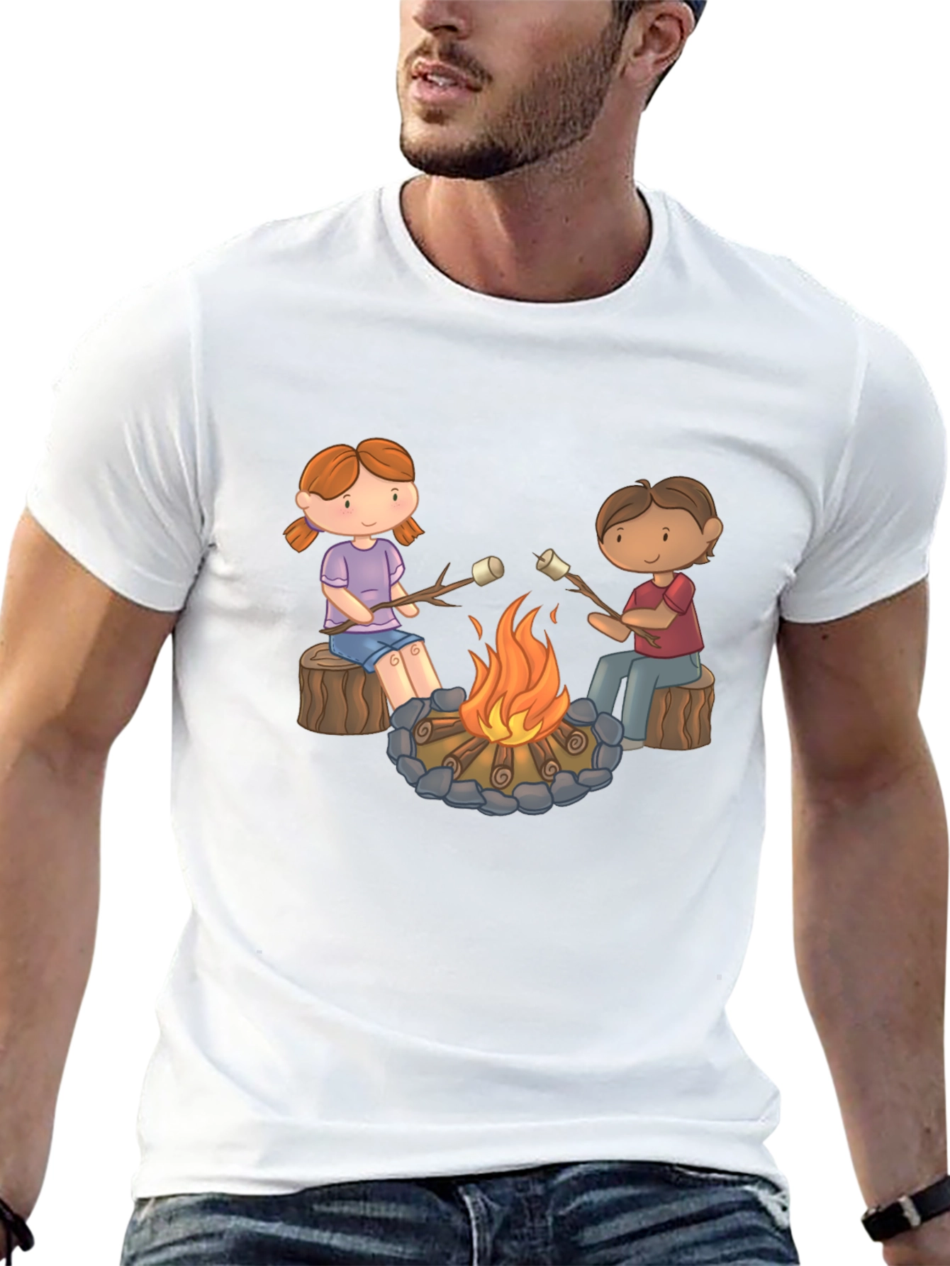 Marshmallow Roasting Graphic T-Shirt