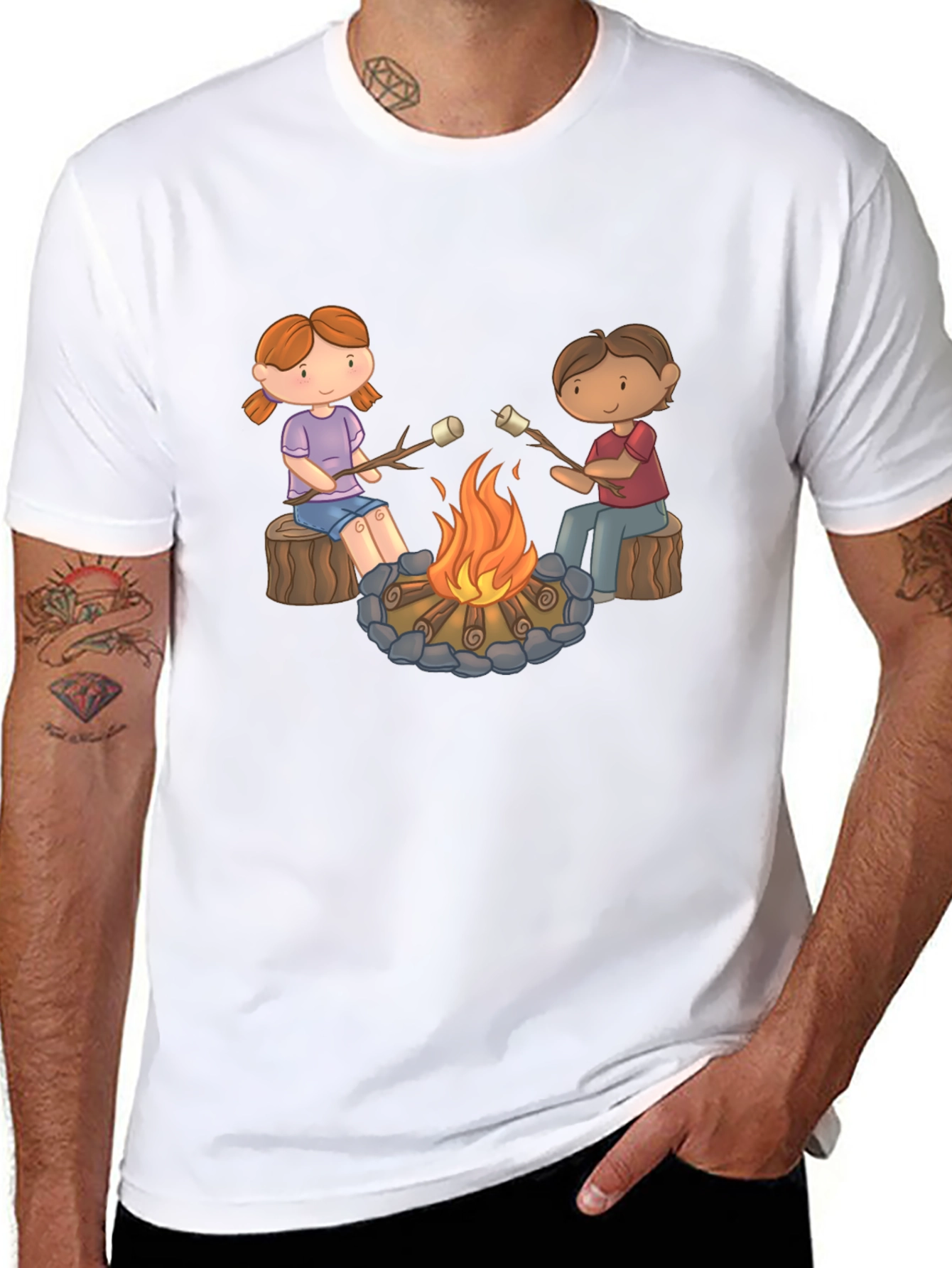 Marshmallow Roasting Graphic T-Shirt