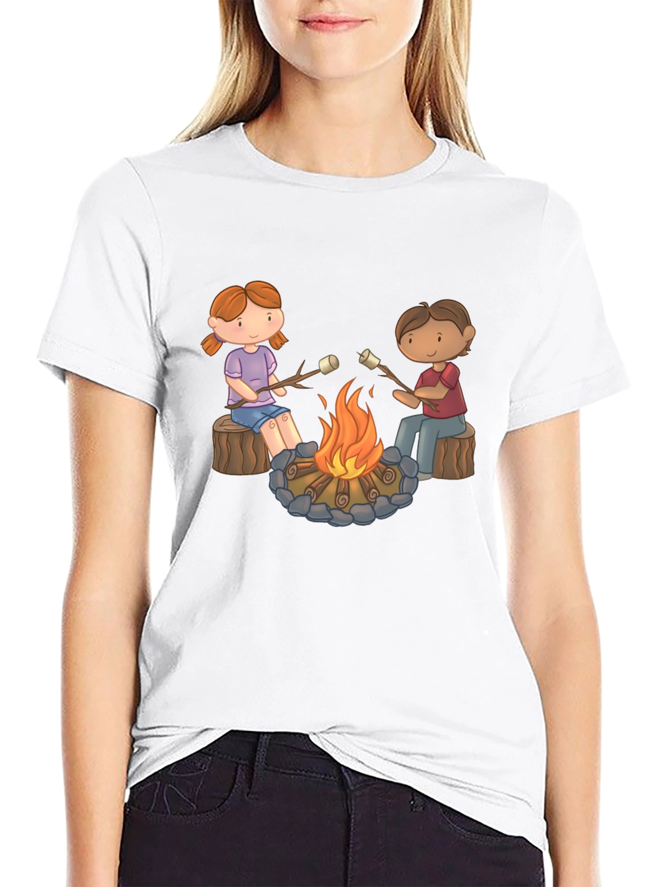 Marshmallow Roasting Graphic T-Shirt