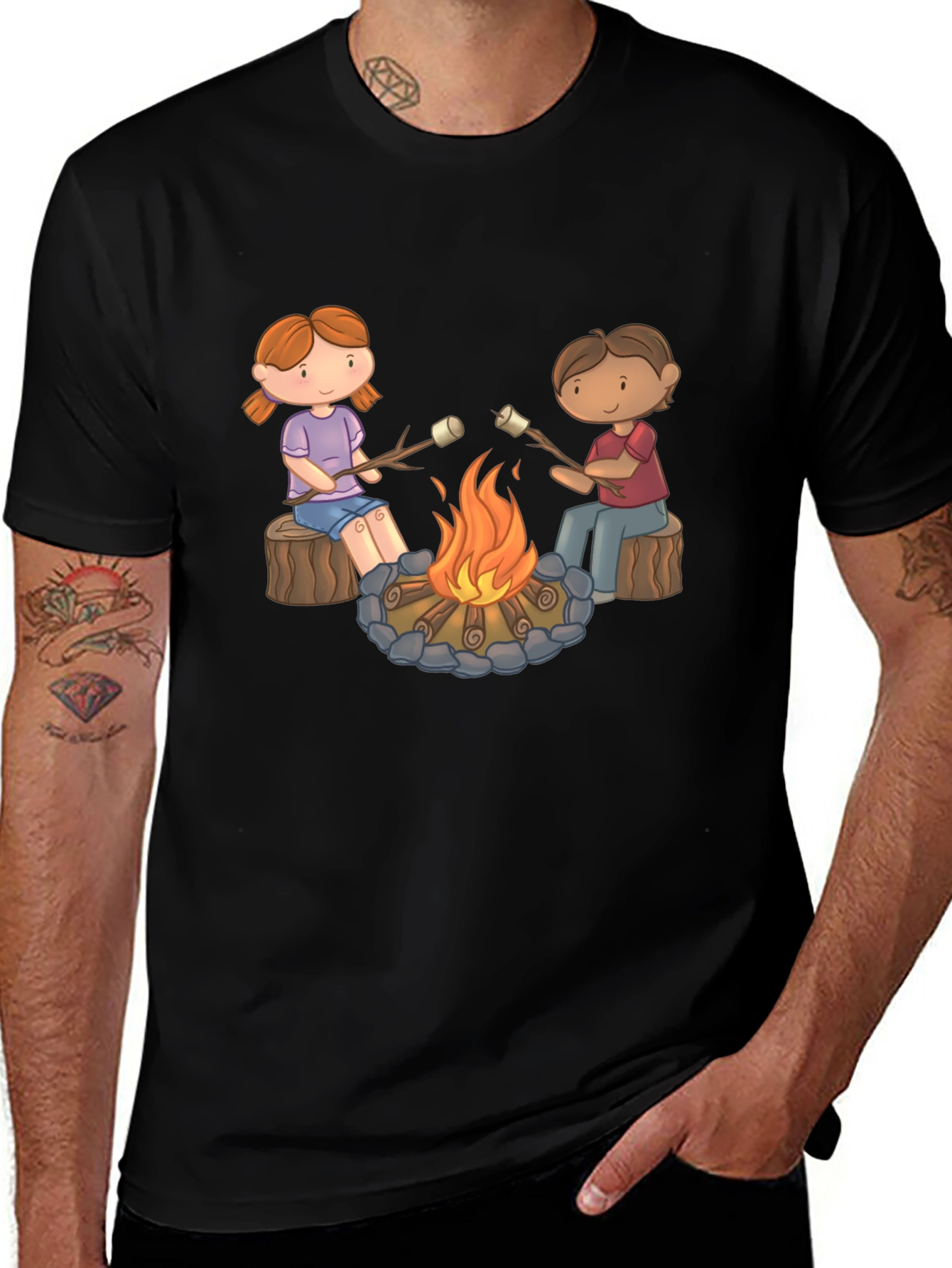 Marshmallow Roasting Graphic T-Shirt