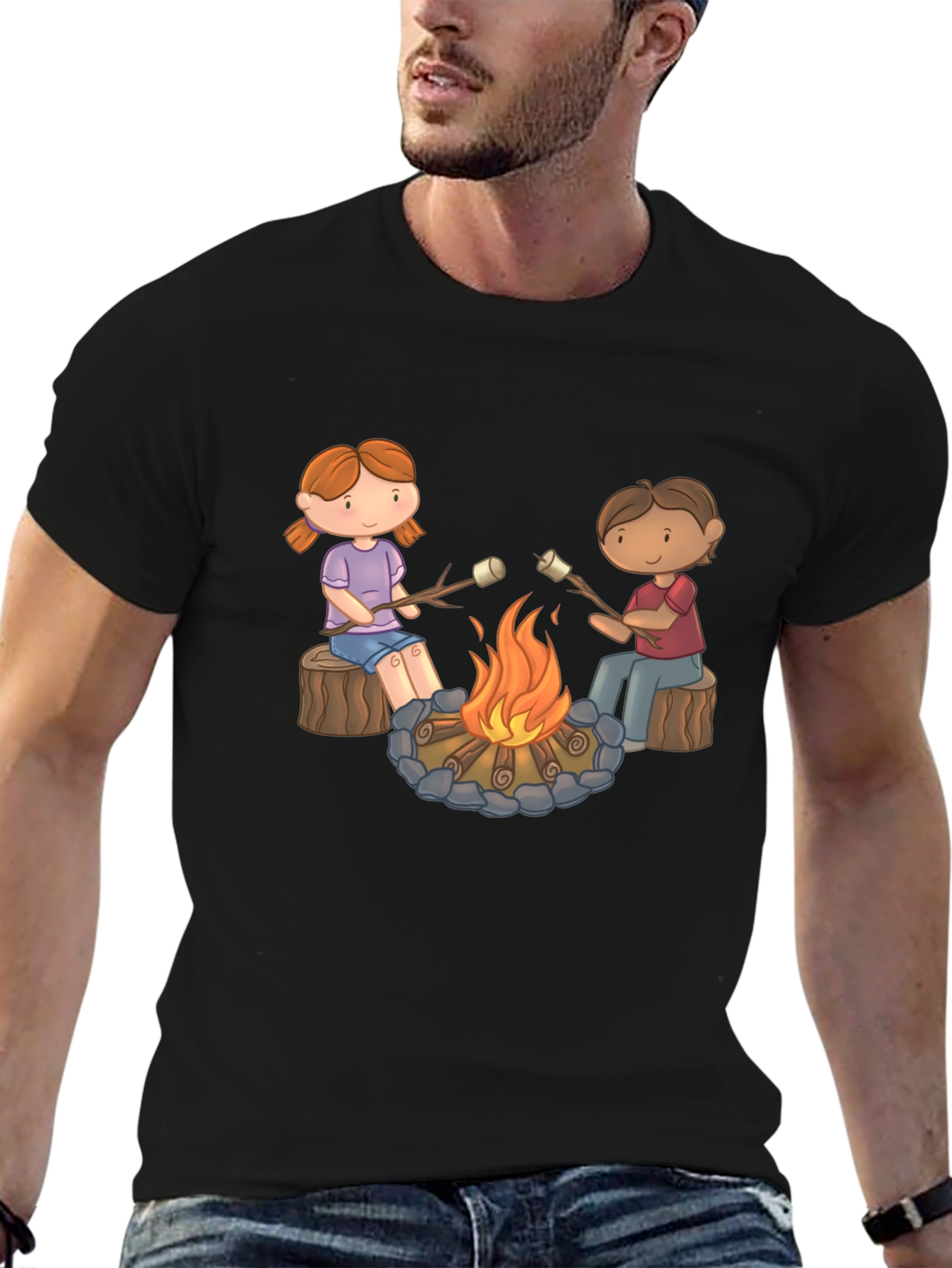 Marshmallow Roasting Graphic T-Shirt