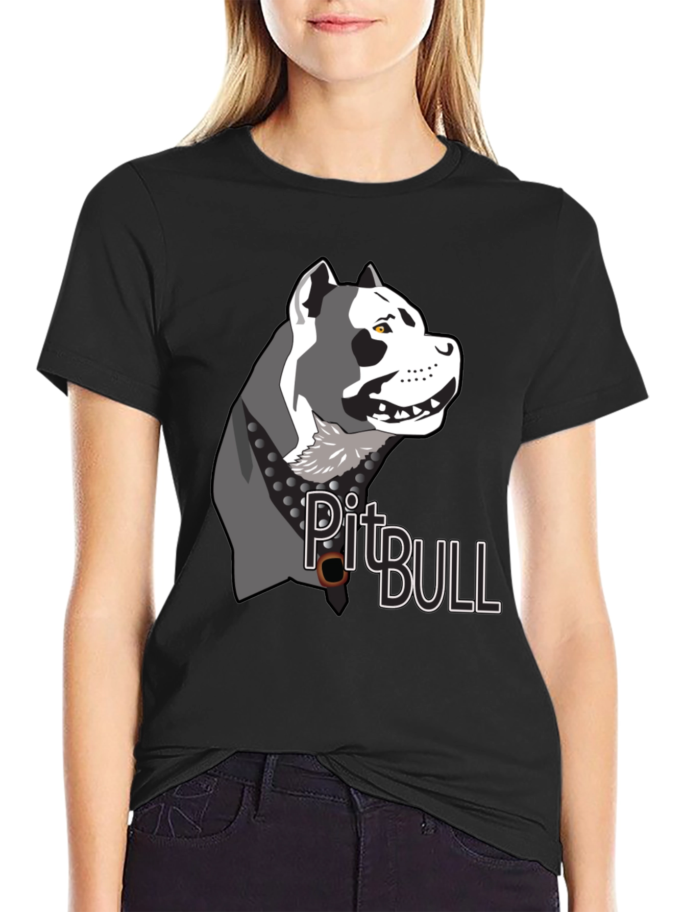 Pitbull Dog Graphic Print T-Shirt