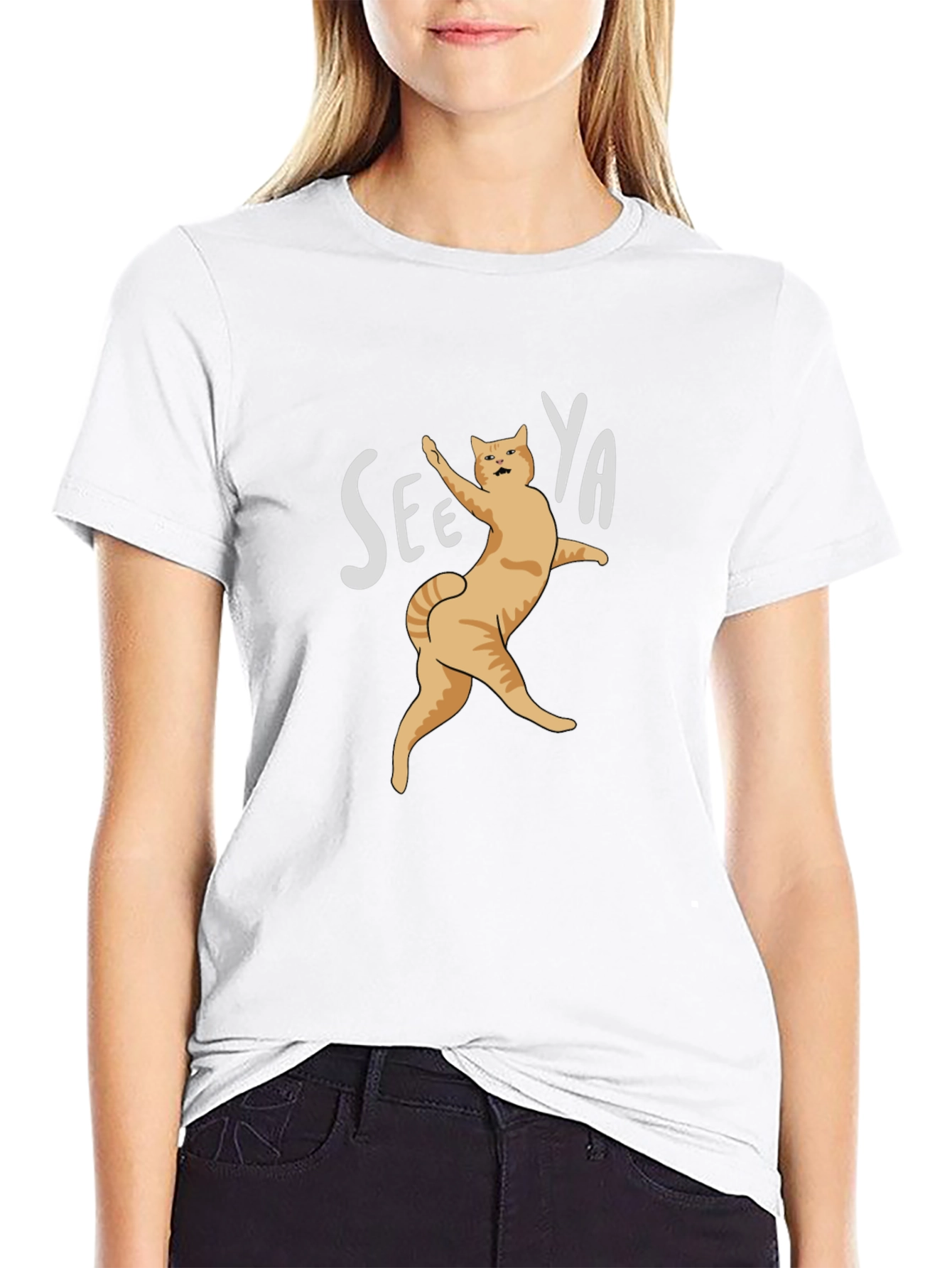 See Ya Cat Graphic Black T-Shirt