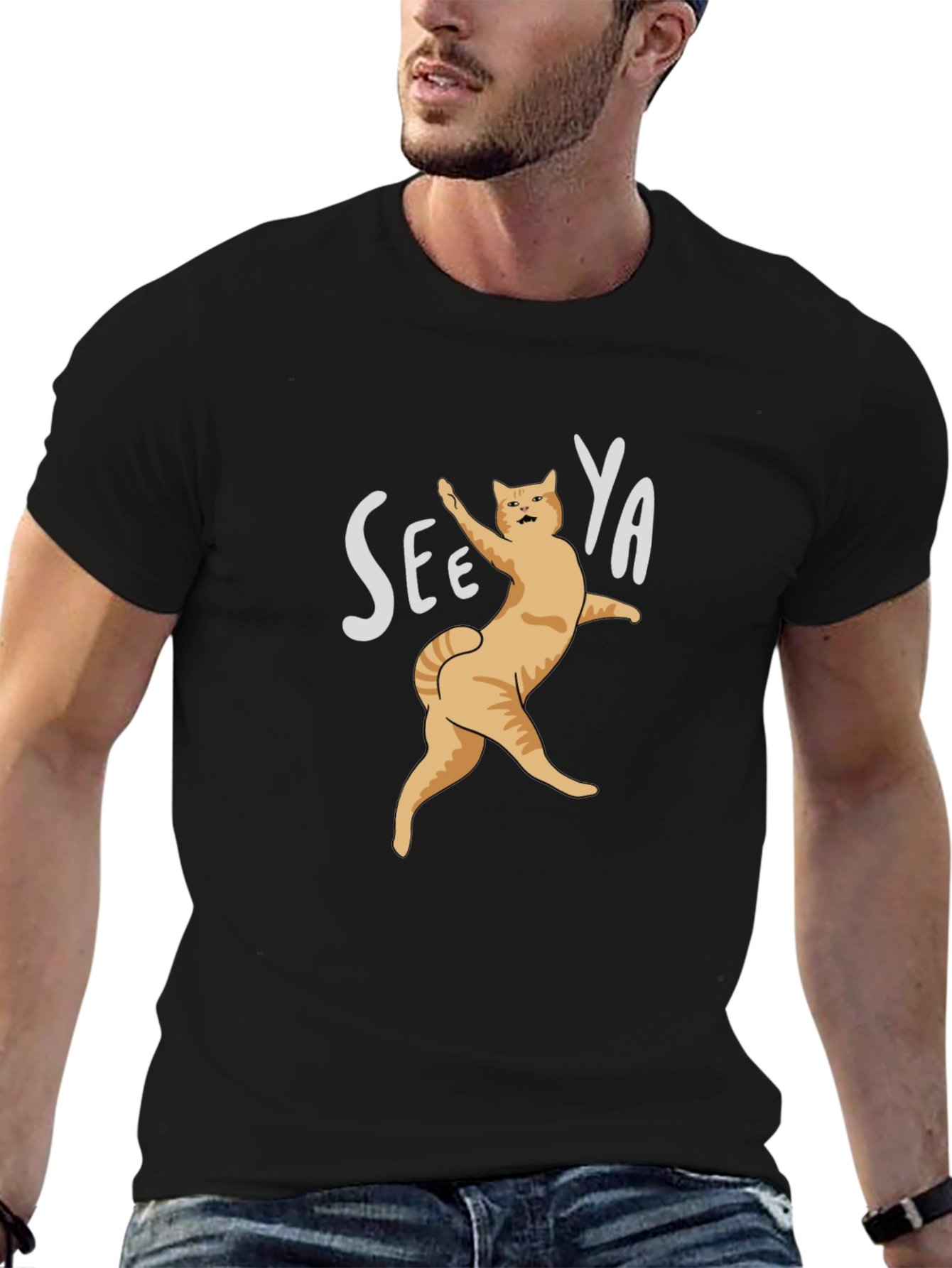 See Ya Cat Graphic Black T-Shirt