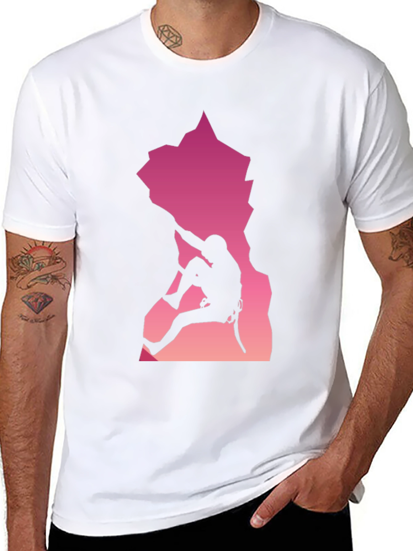 Rock Climbing Silhouette Graphic Tee - Adventurous Design