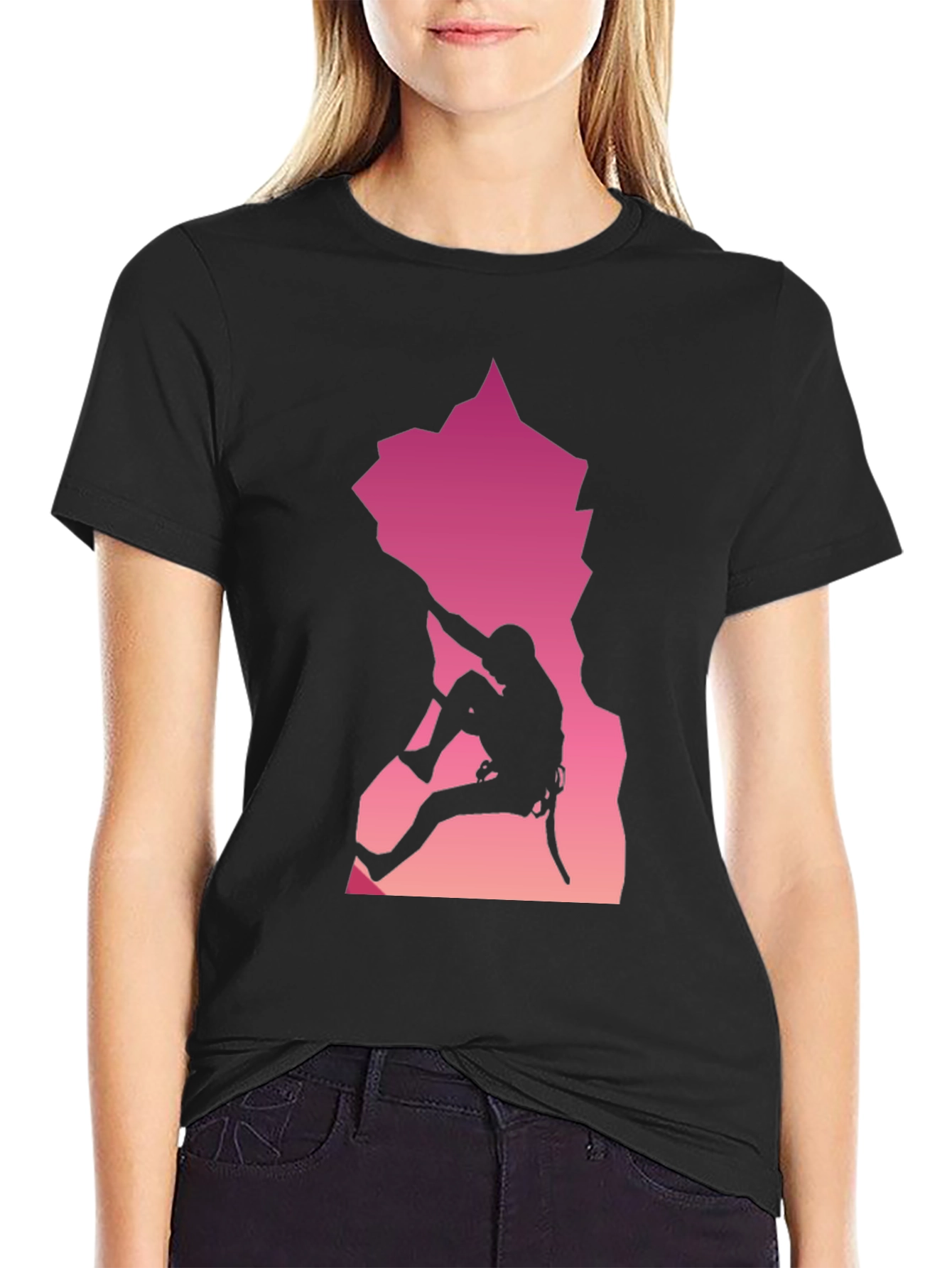 Rock Climbing Silhouette Graphic Tee - Adventurous Design
