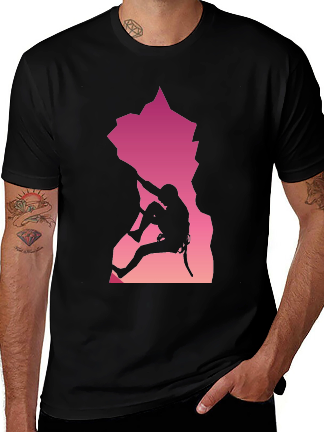 Rock Climbing Silhouette Graphic Tee - Adventurous Design