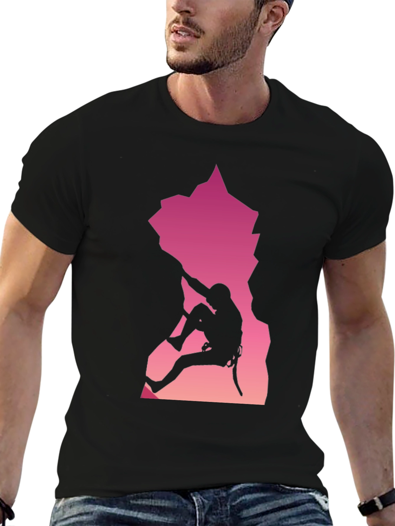 Rock Climbing Silhouette Graphic Tee - Adventurous Design