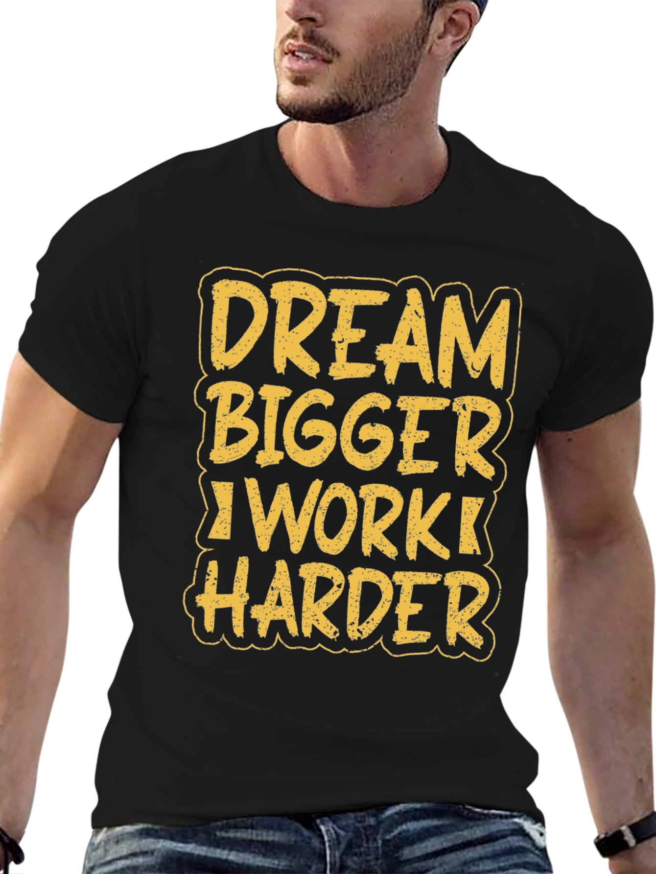 Dream Bigger Work Harder Black Graphic Tee