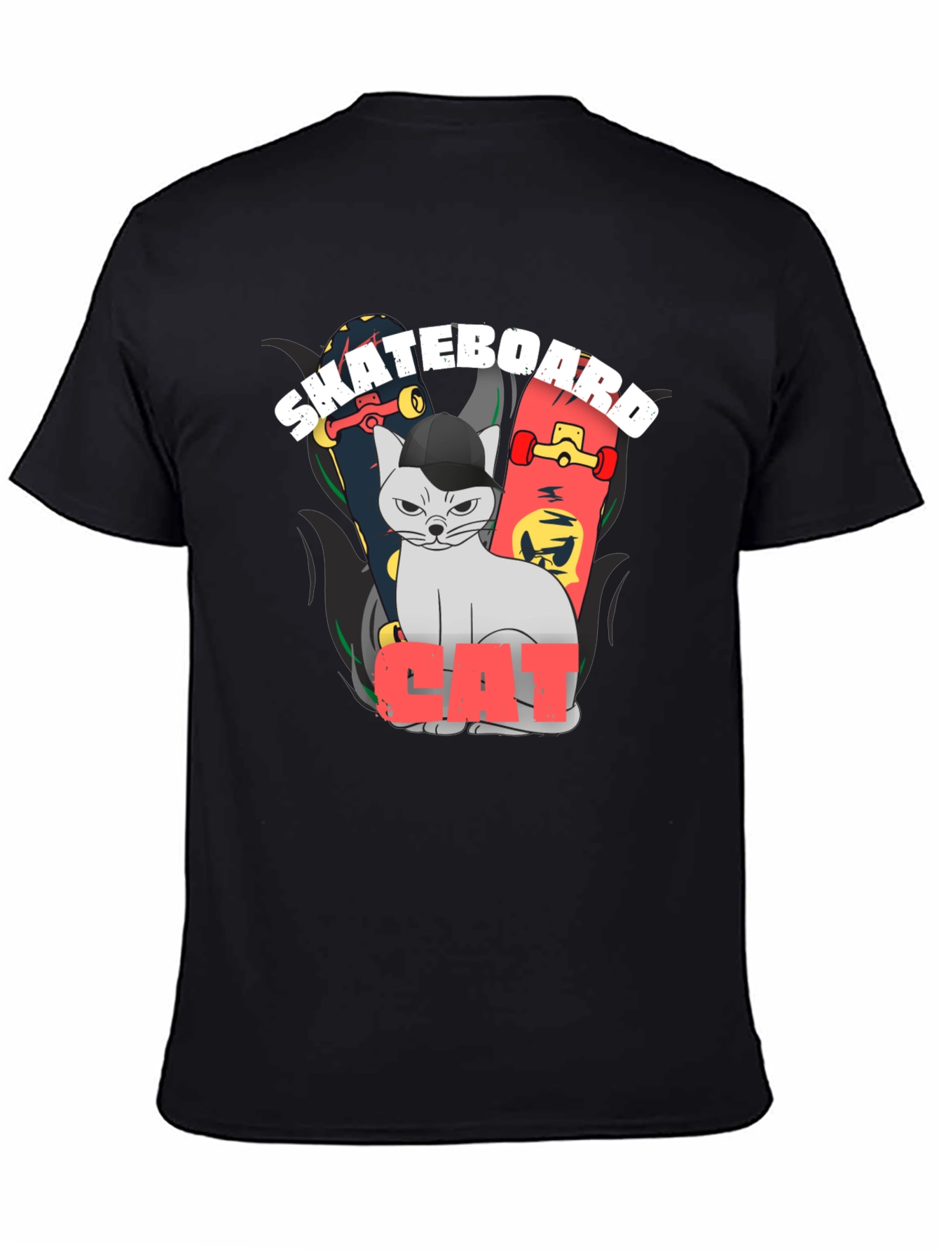 Skateboard Cat Graphic Tee - Cool Streetwear
