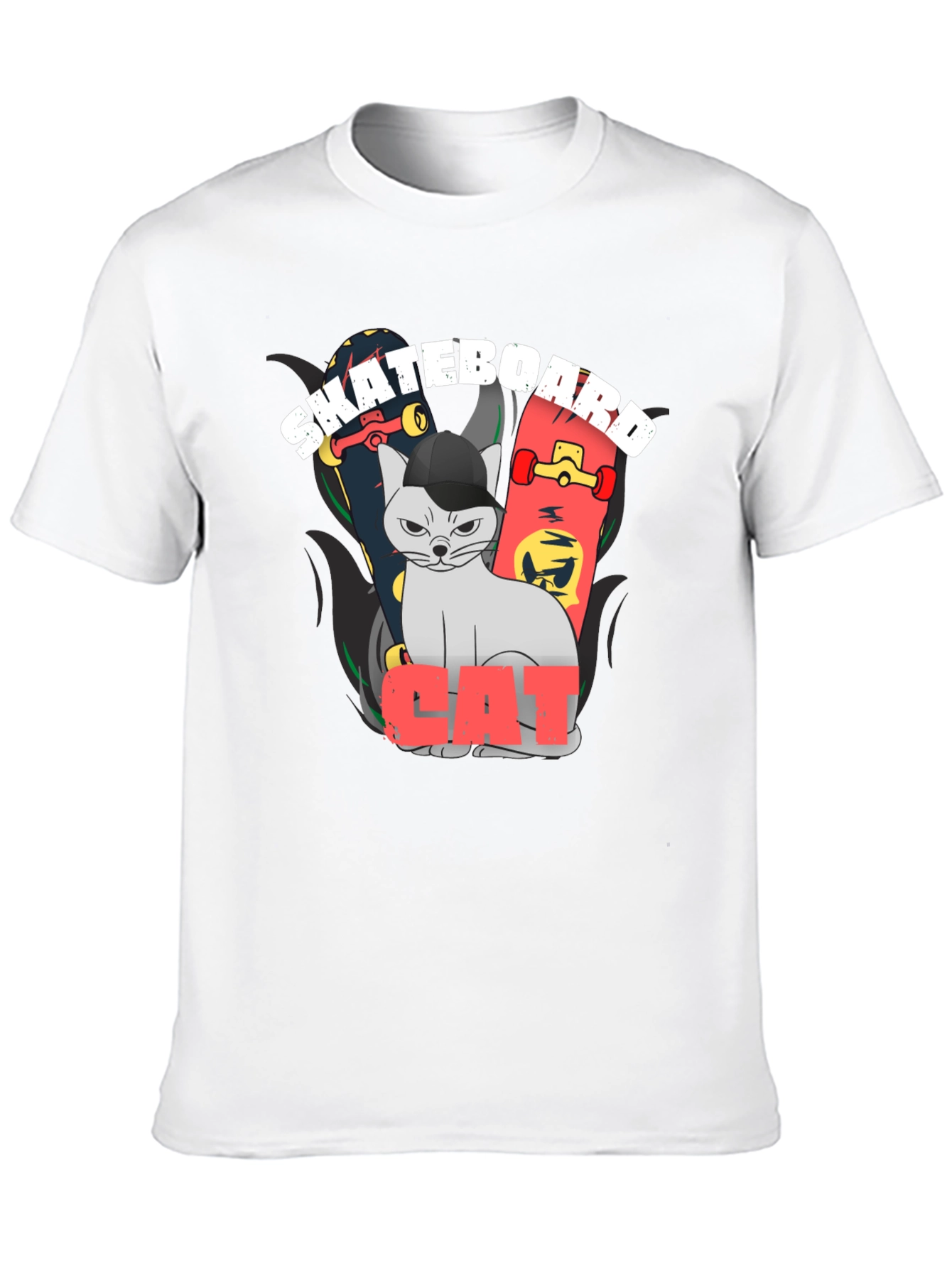 Skateboard Cat Graphic Tee - Cool Streetwear