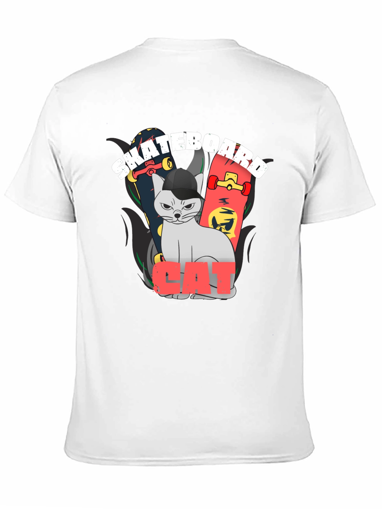 Skateboard Cat Graphic Tee - Cool Streetwear