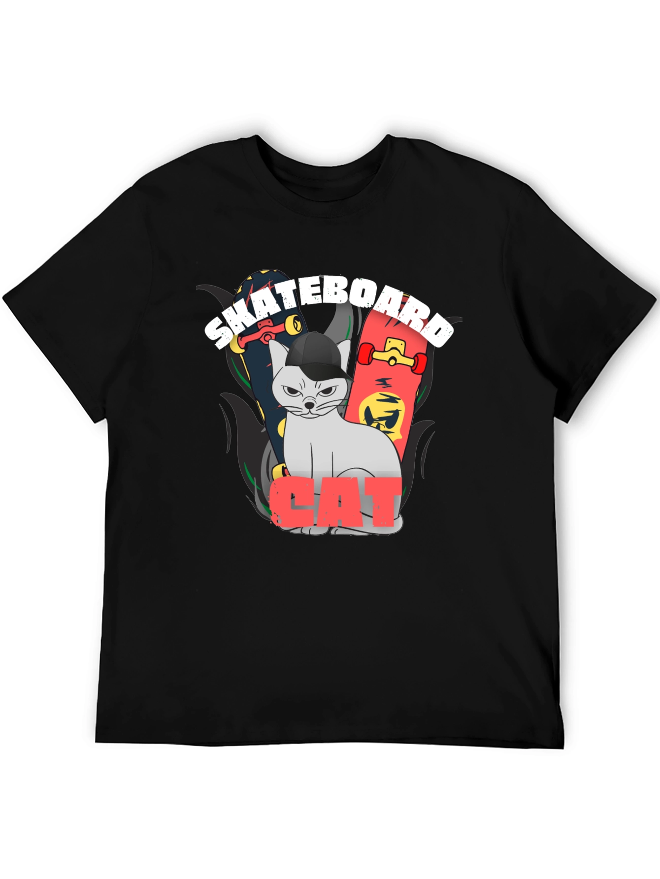 Skateboard Cat Graphic Tee - Cool Streetwear
