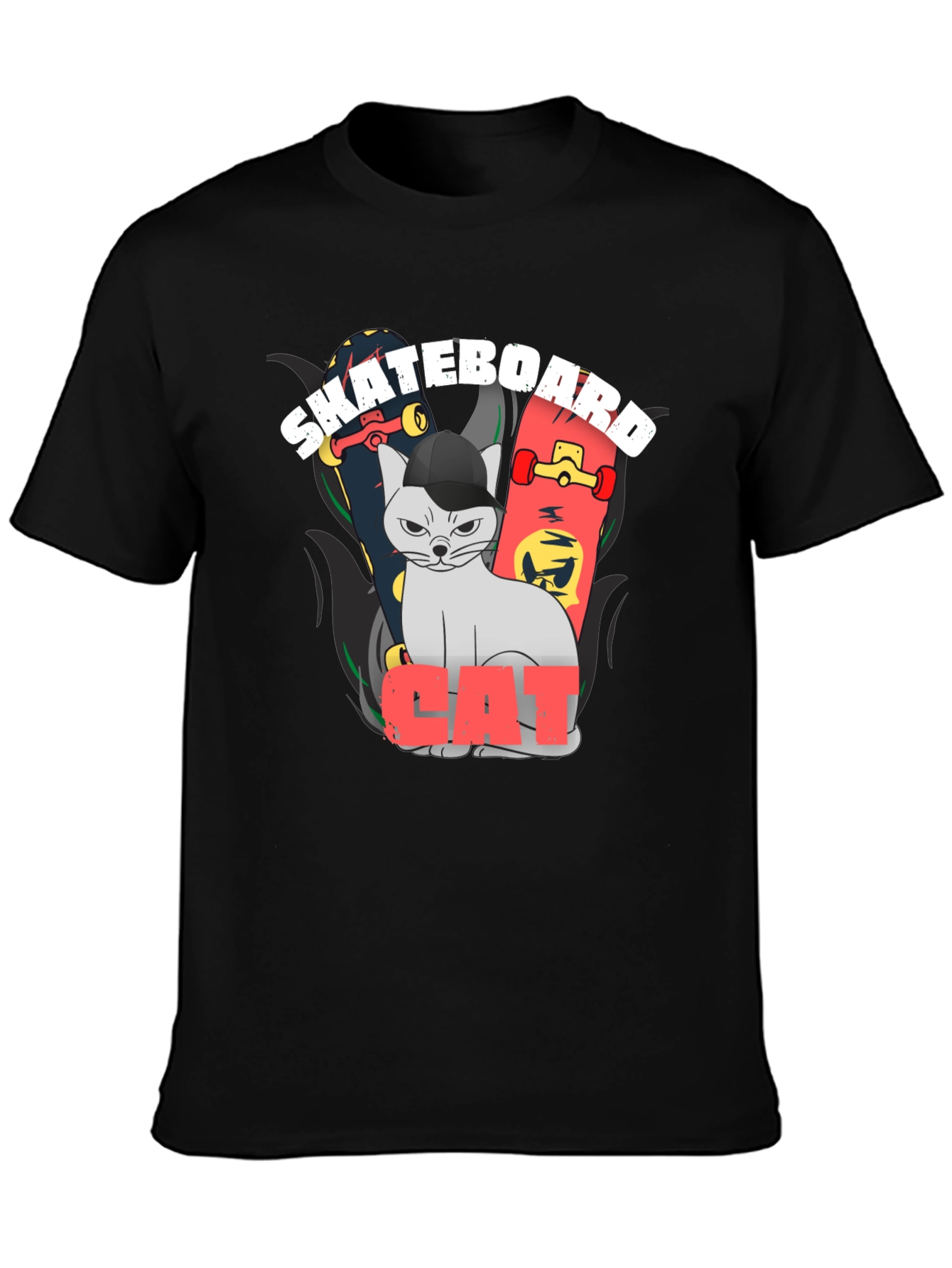 Skateboard Cat Graphic Tee - Cool Streetwear