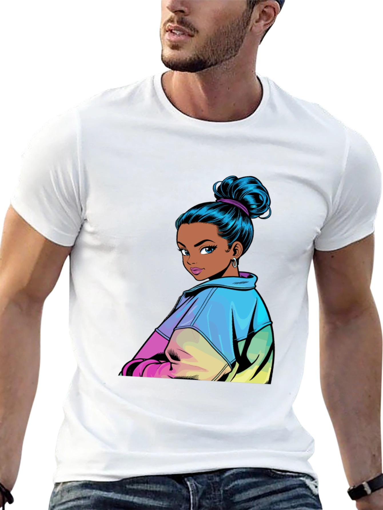 Cartoon Girl Graphic Print T-Shirt