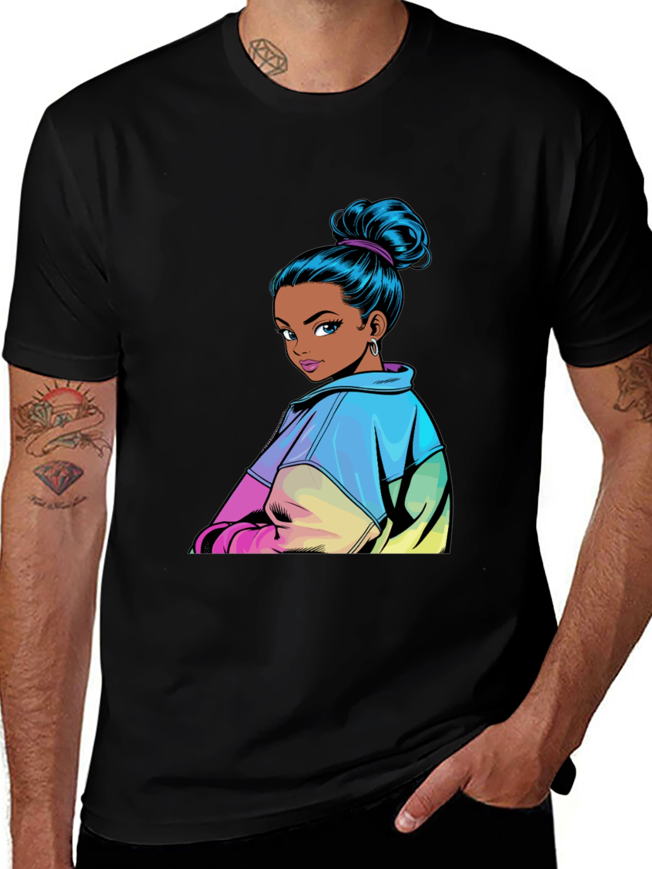 Cartoon Girl Graphic Print T-Shirt
