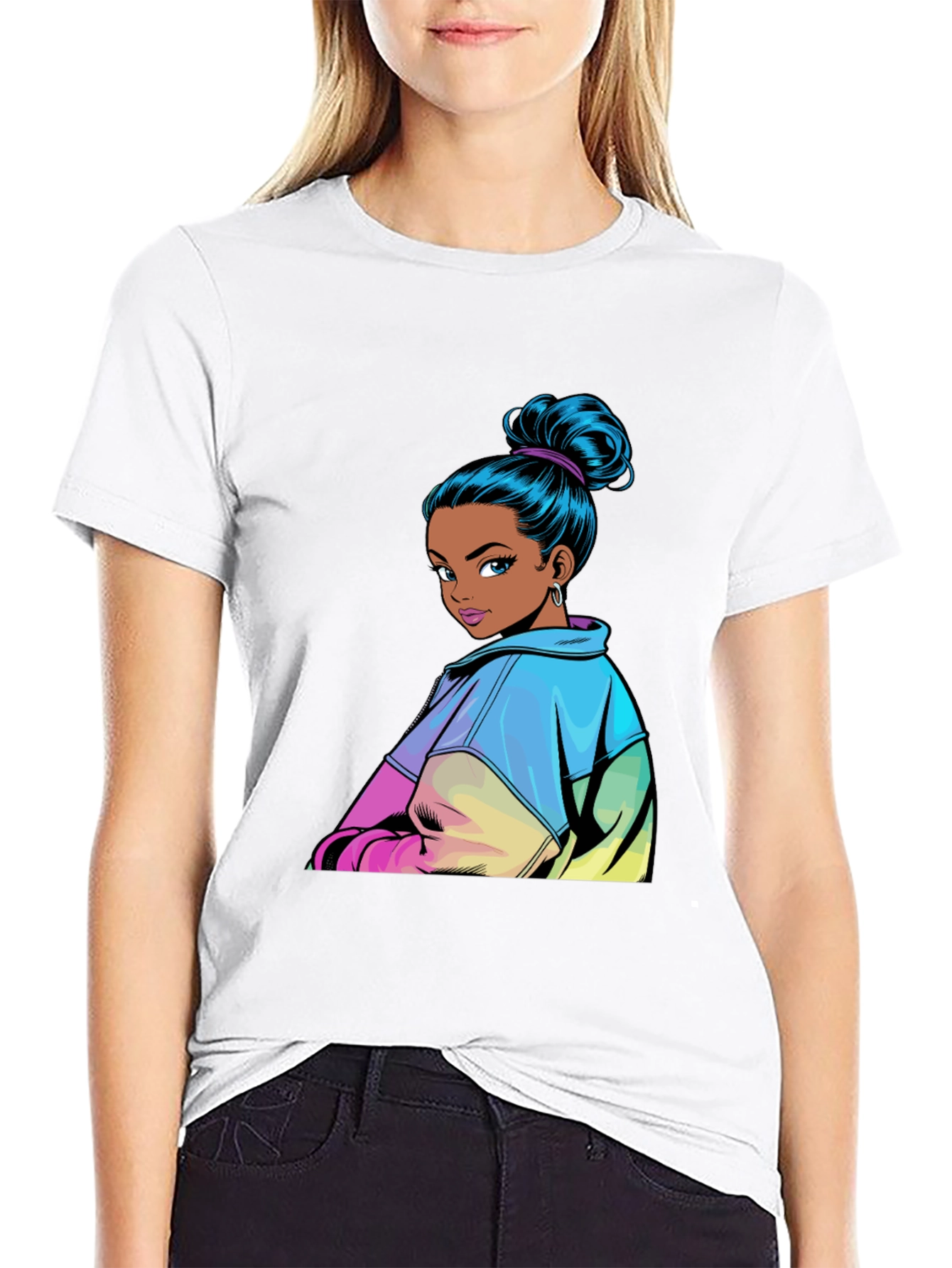 Cartoon Girl Graphic Print T-Shirt