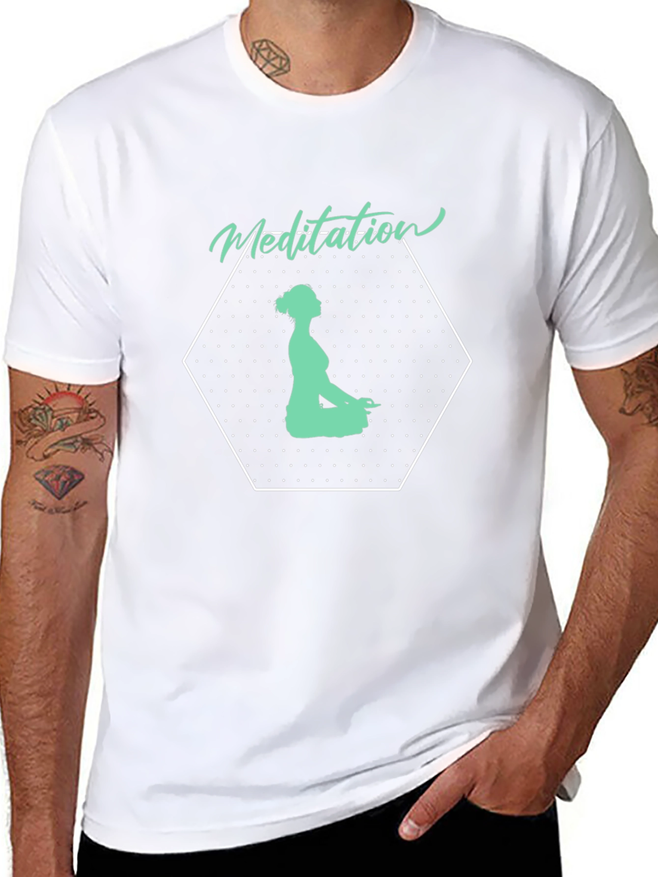 Meditation Graphic Print Black T-Shirt