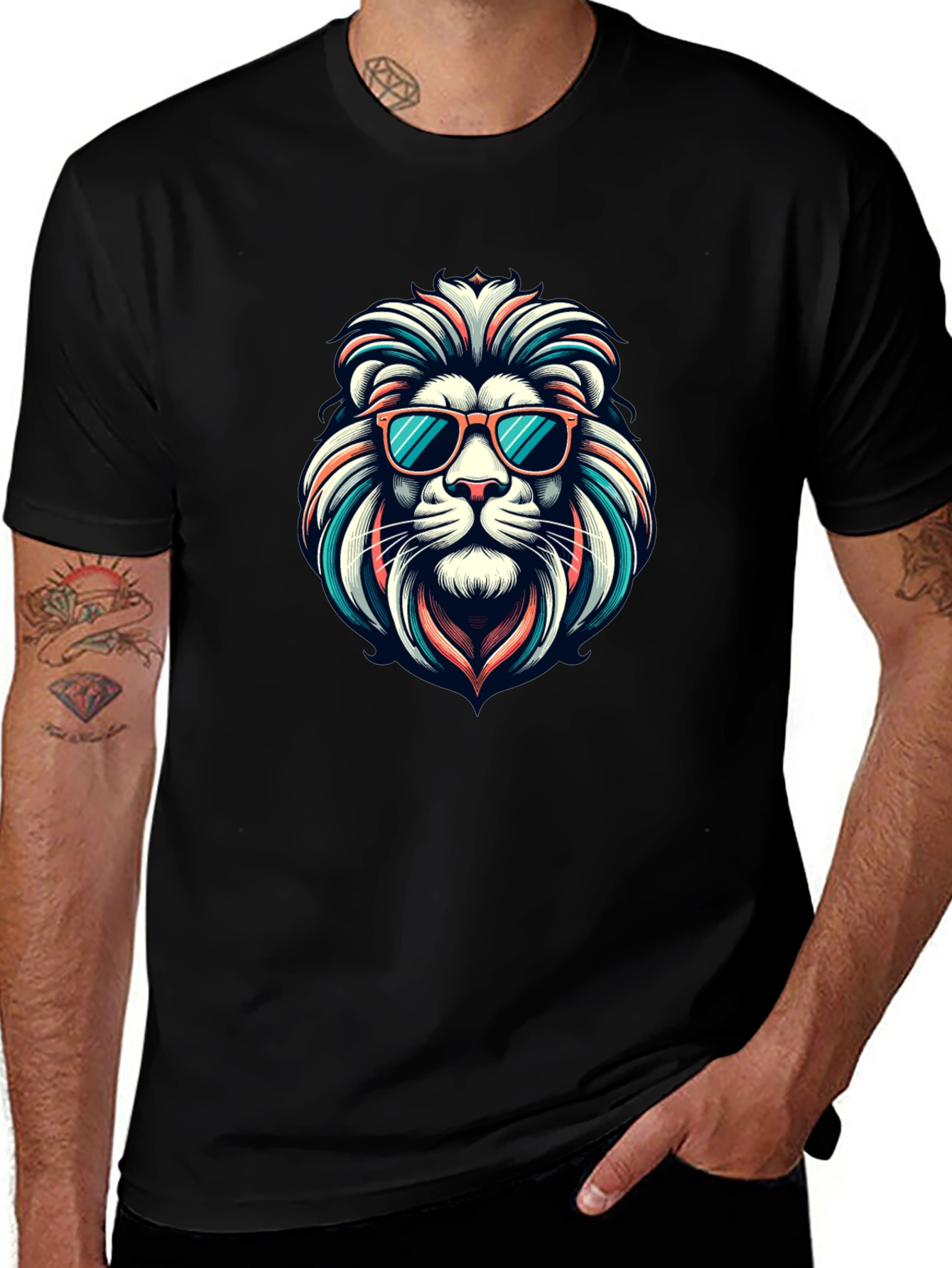 Cool Lion Graphic Tee - Black T-Shirt