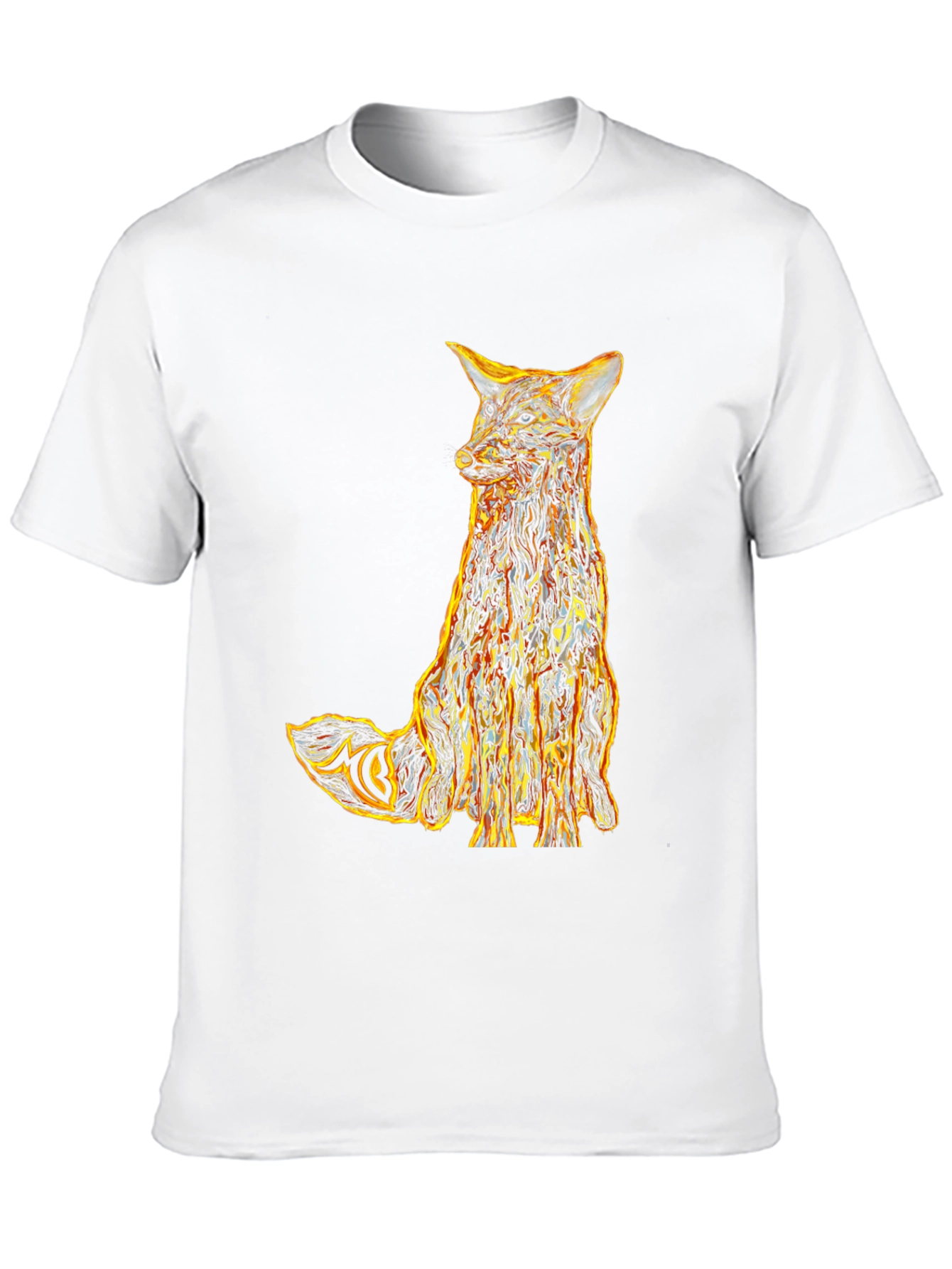 Abstract Fox Graphic Tee - Stylish Mens Black T-Shirt