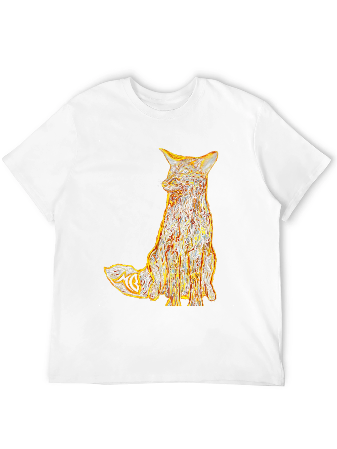 Abstract Fox Graphic Tee - Stylish Mens Black T-Shirt