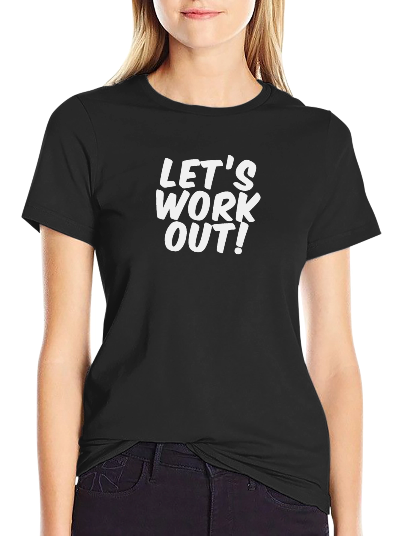 Lets Work Out! Black Graphic T-Shirt