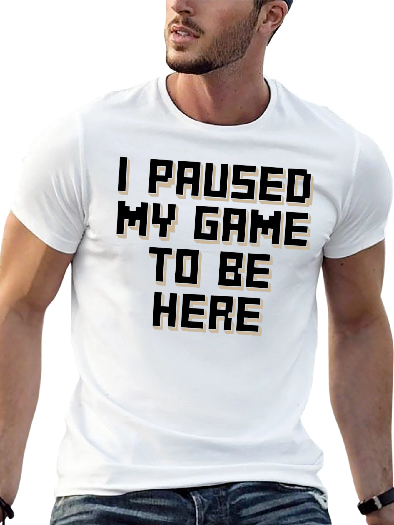 I Paused My Game to Be Here Black T-Shirt