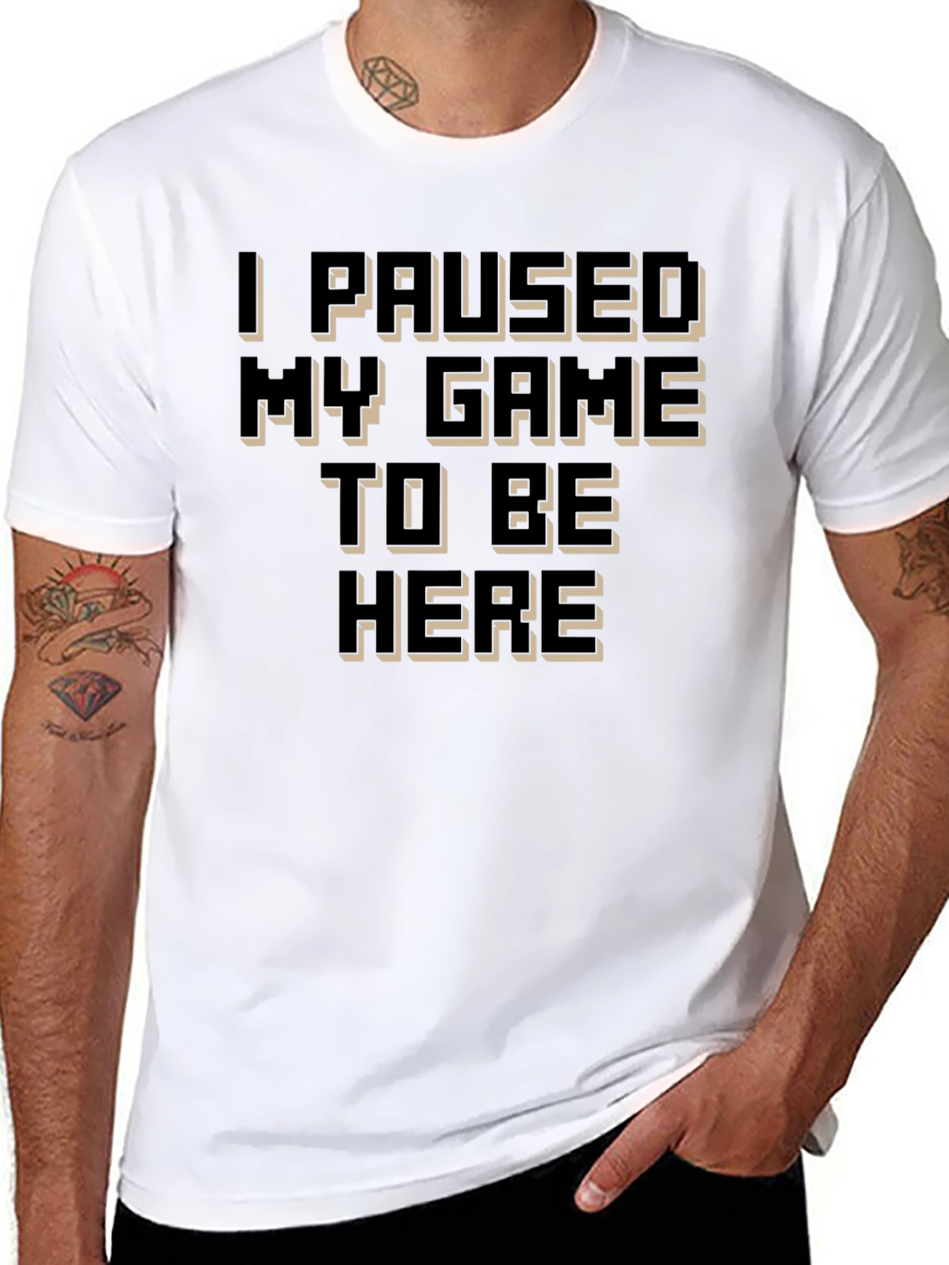 I Paused My Game to Be Here Black T-Shirt