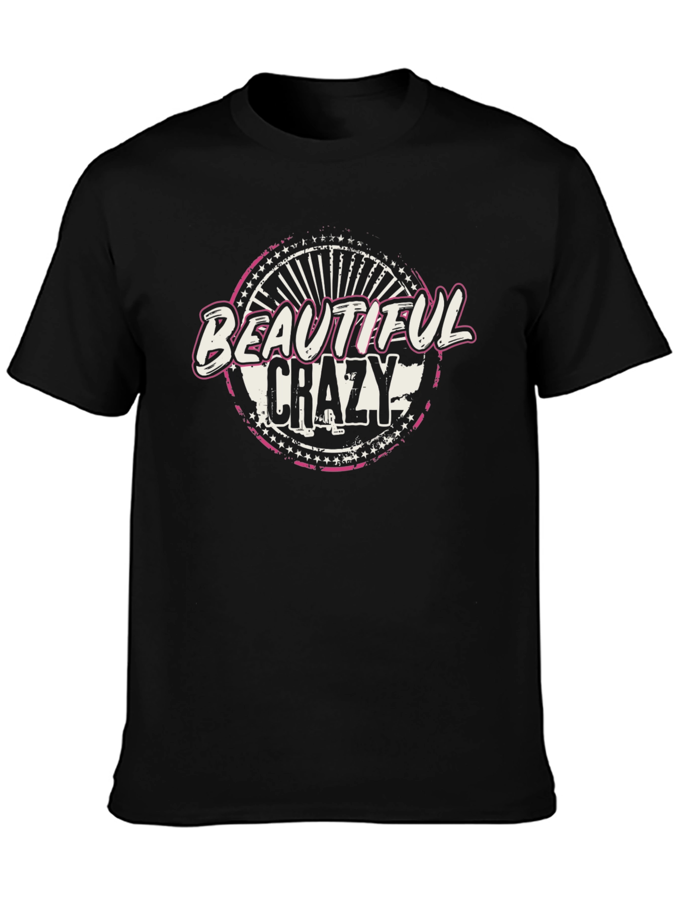Beautiful Crazy Graphic Tee - Black Cotton T-Shirt