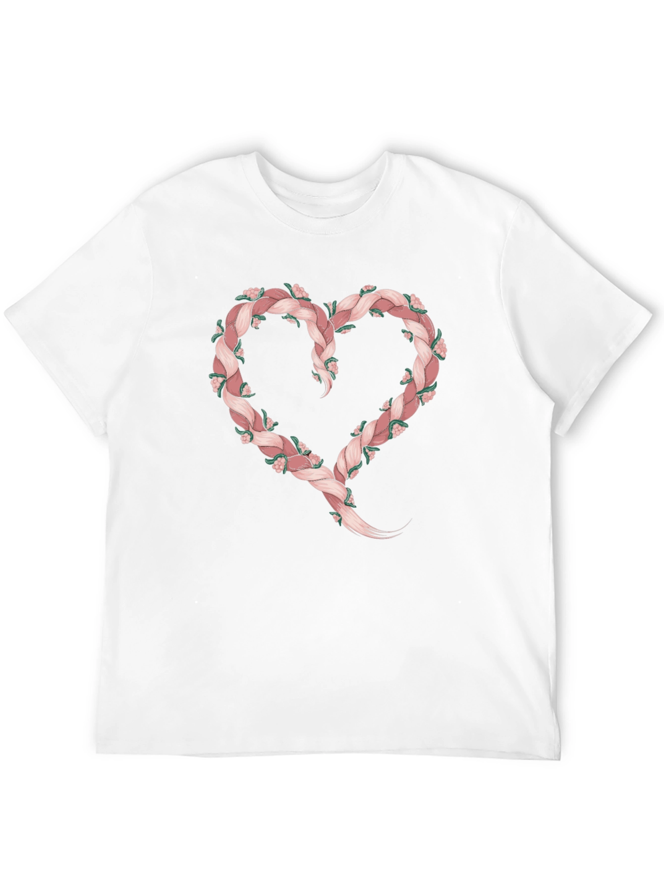 Floral Braid Heart Tee - Stylish Black T-Shirt