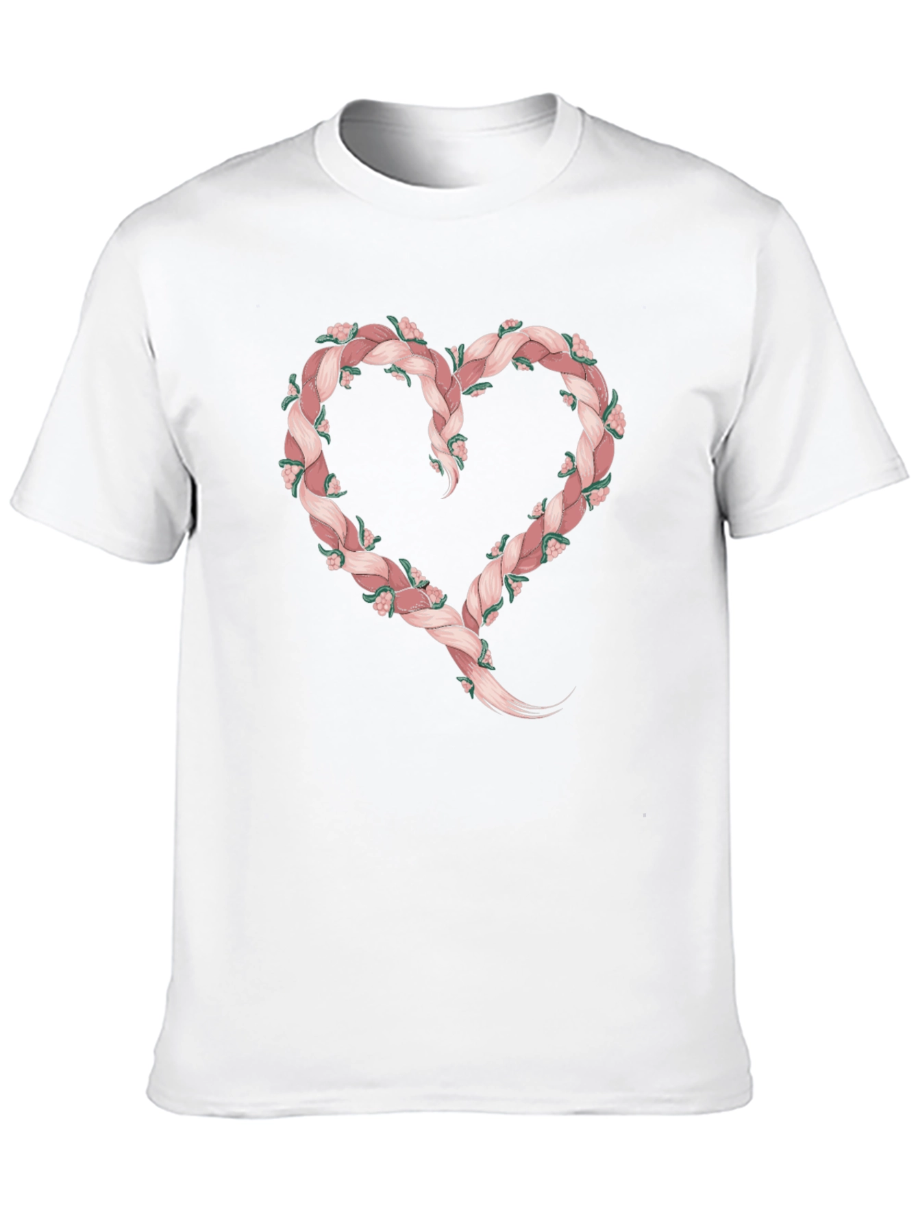 Floral Braid Heart Tee - Stylish Black T-Shirt