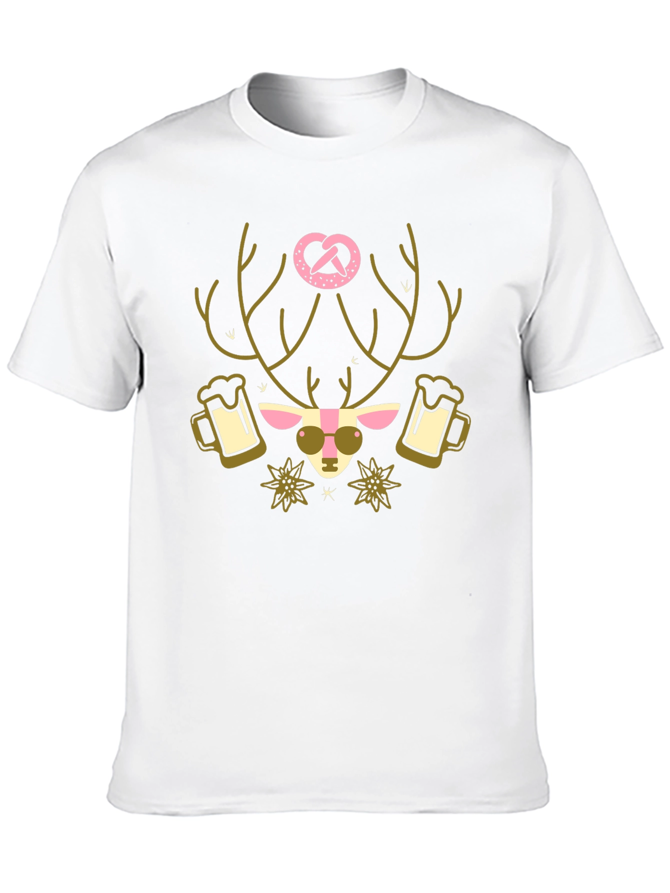 Oktoberfest Deer Pretzel T-Shirt - Black
