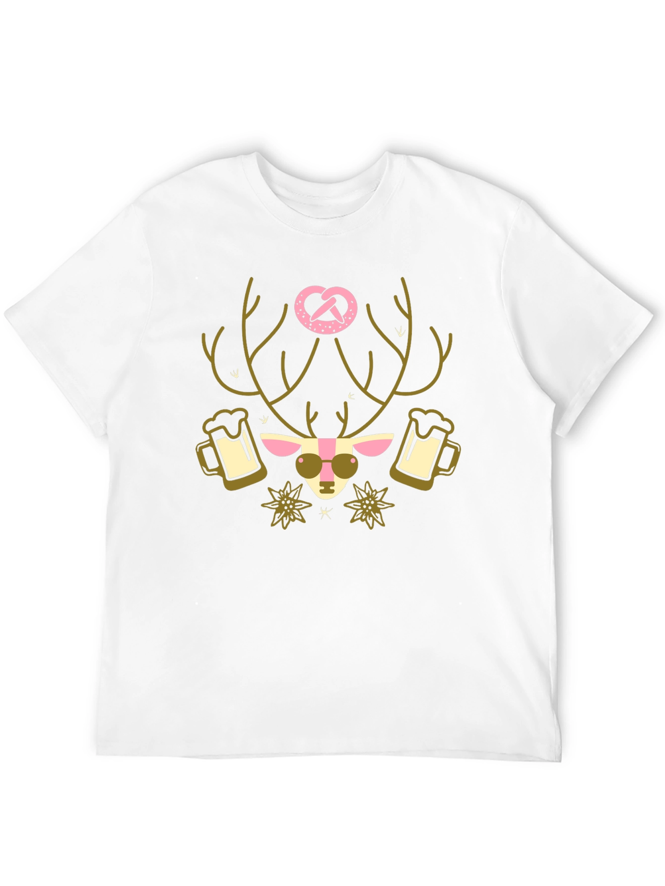 Oktoberfest Deer Pretzel T-Shirt - Black