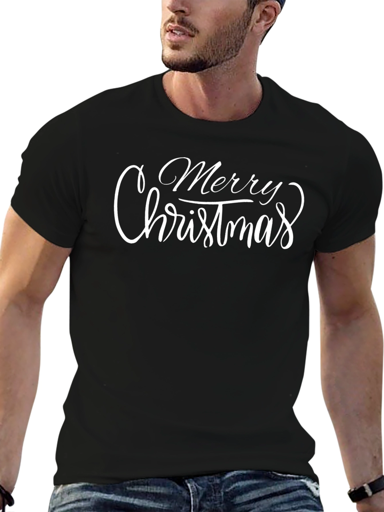 Merry Christmas Graphic Tee - Black