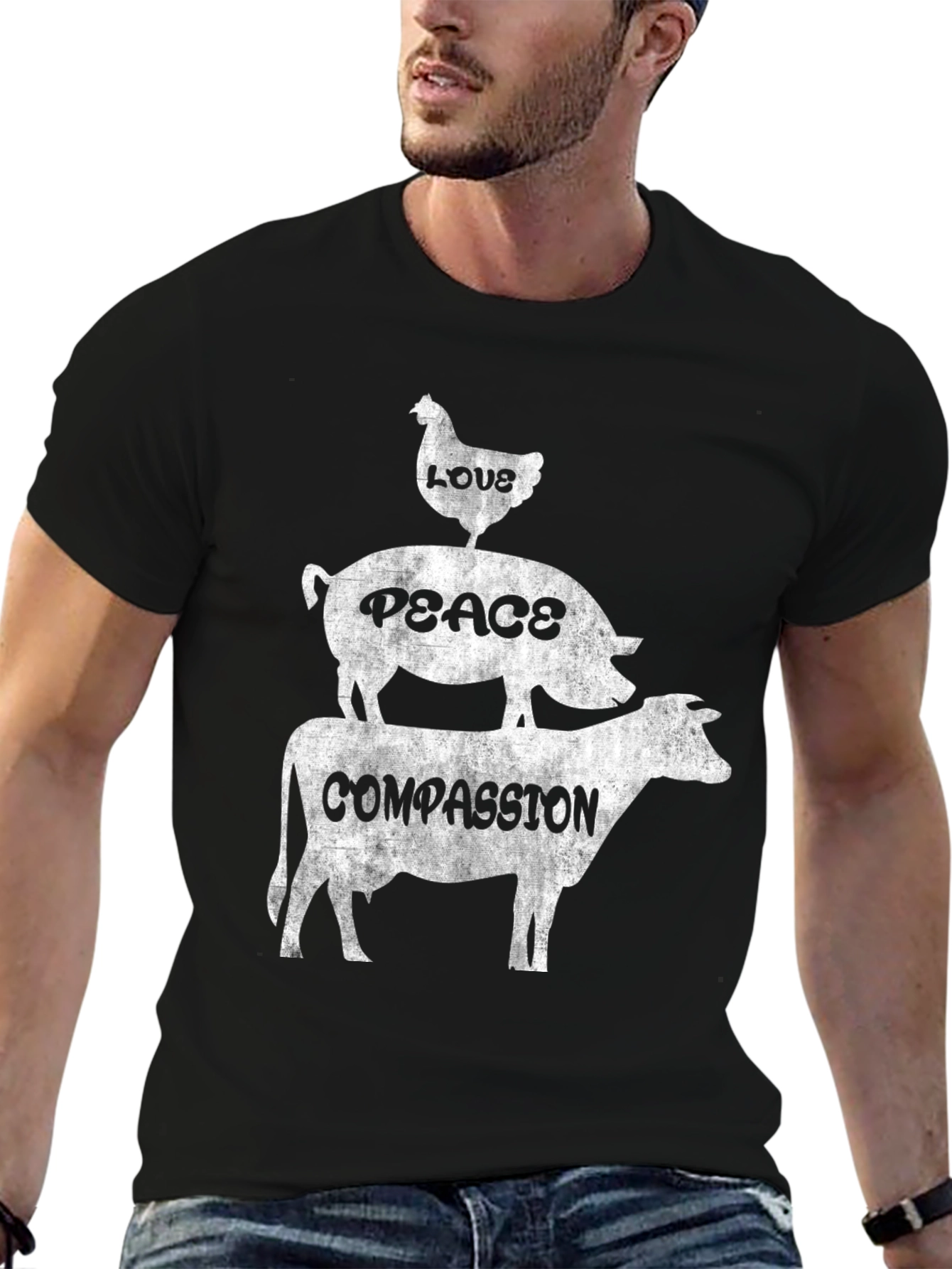 Vegan Animal Lover Tee - Love Peace Compassion