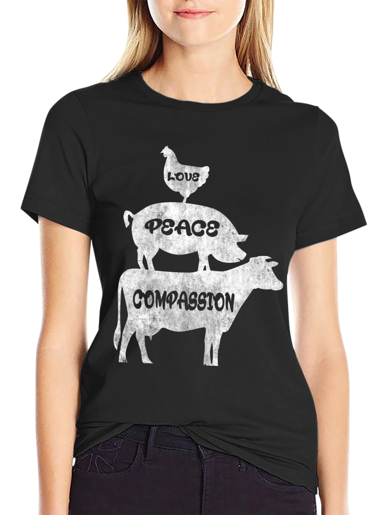Vegan Animal Lover Tee - Love Peace Compassion
