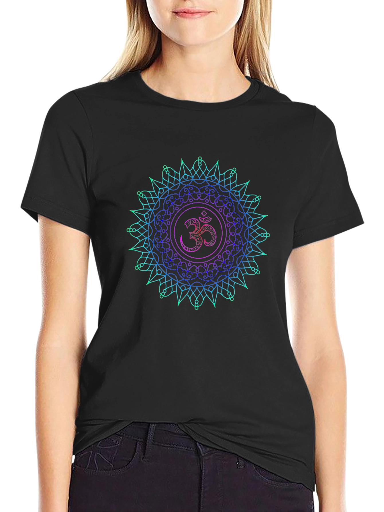 Om Mandala T-Shirt - Spiritual Symbol Black Tee