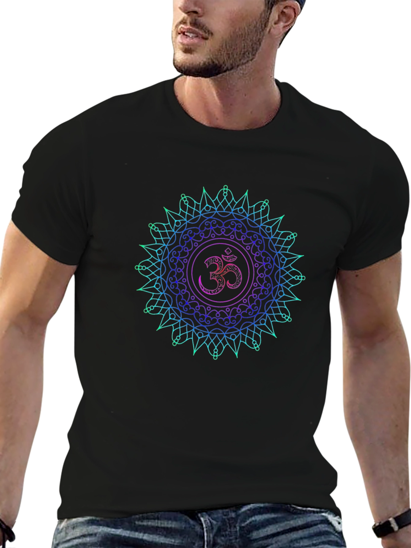 Om Mandala T-Shirt - Spiritual Symbol Black Tee