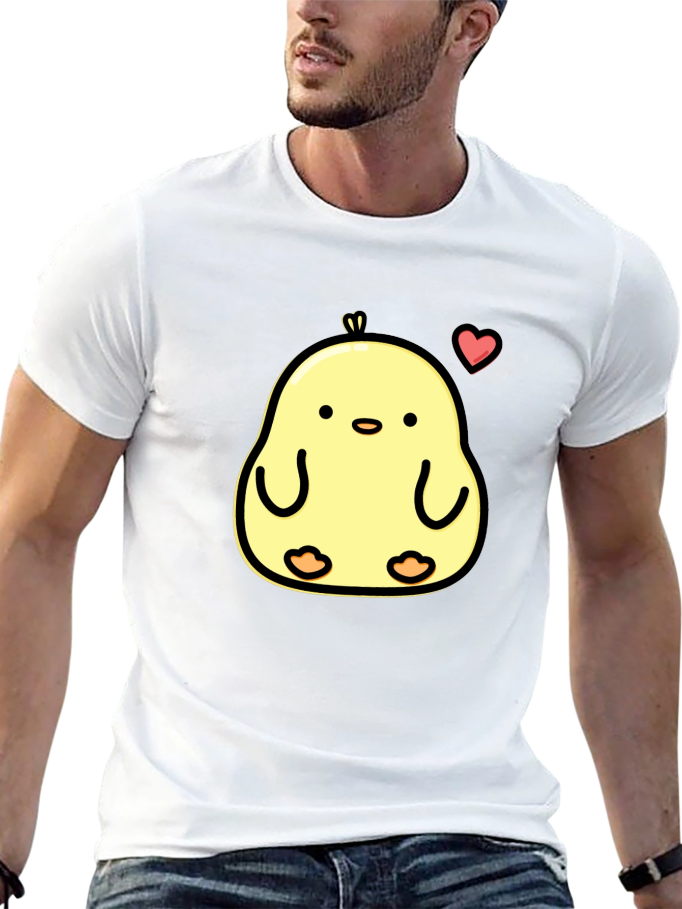 Cute Chick Heart Graphic Black T-Shirt