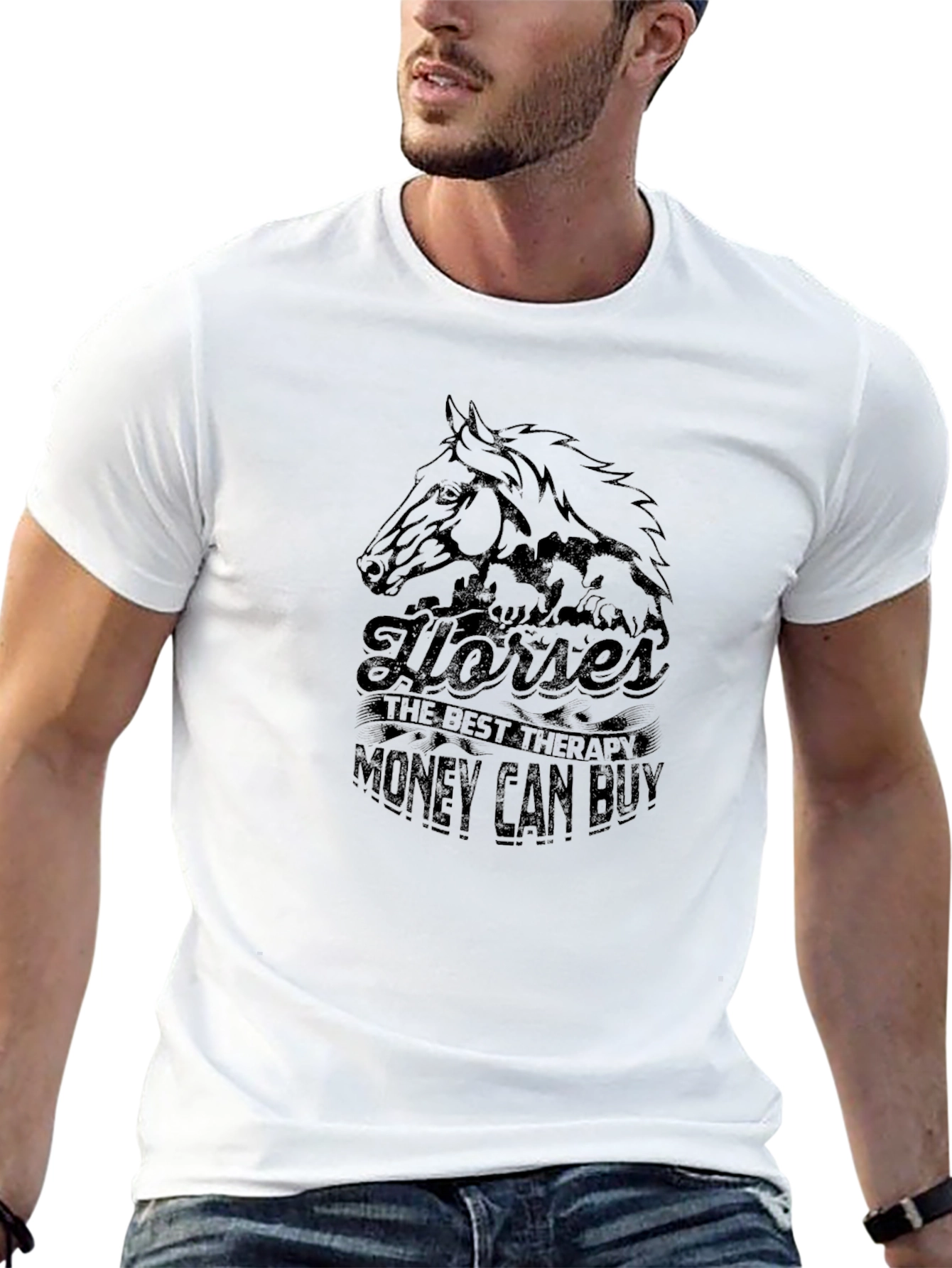 Horses Therapy Black T-Shirt