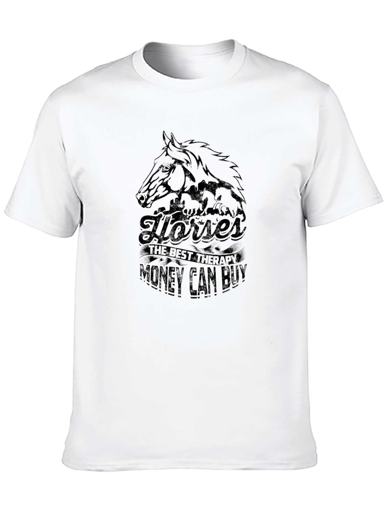 Horses Therapy Black T-Shirt