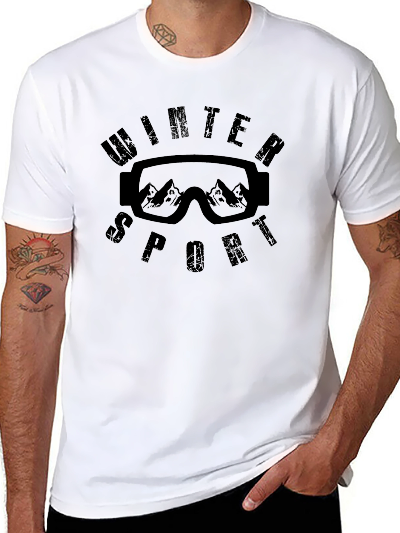 Winter Sports Black Graphic T-Shirt